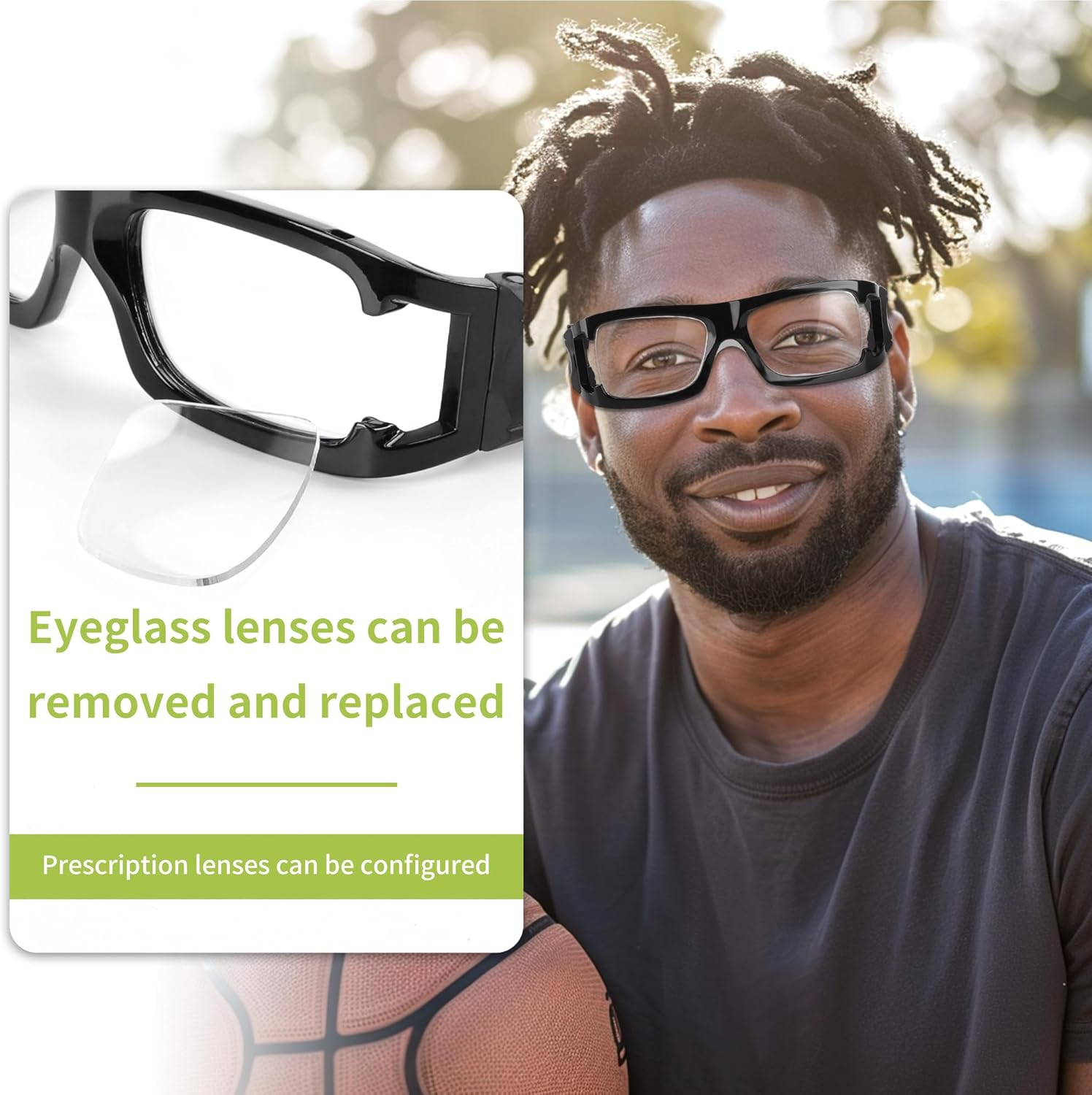 Soogree Sports Goggles Glasses Protective Safety Basketball Football Sport Glasses Men Shock Collision Adjustable Glasses image number 5