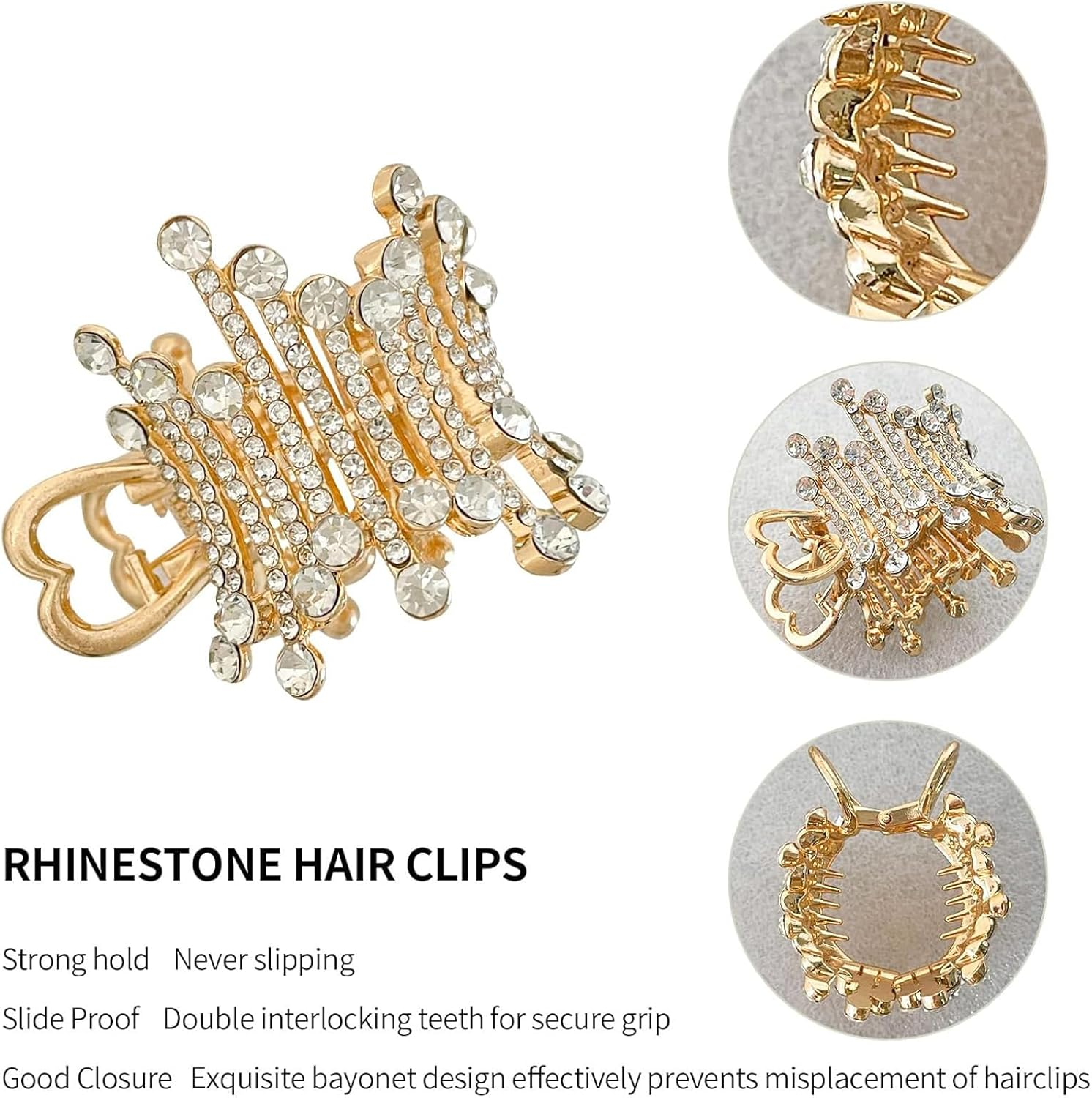 Rabbfit 3 Pieces High Ponytail Clips, Non-Slip Claw Clip Metal Hair Clips for Improved Hairstyle, Fashion Hair Accessories, High Ponytails and Thick Hair (Gold, Silver, Black) image number 1