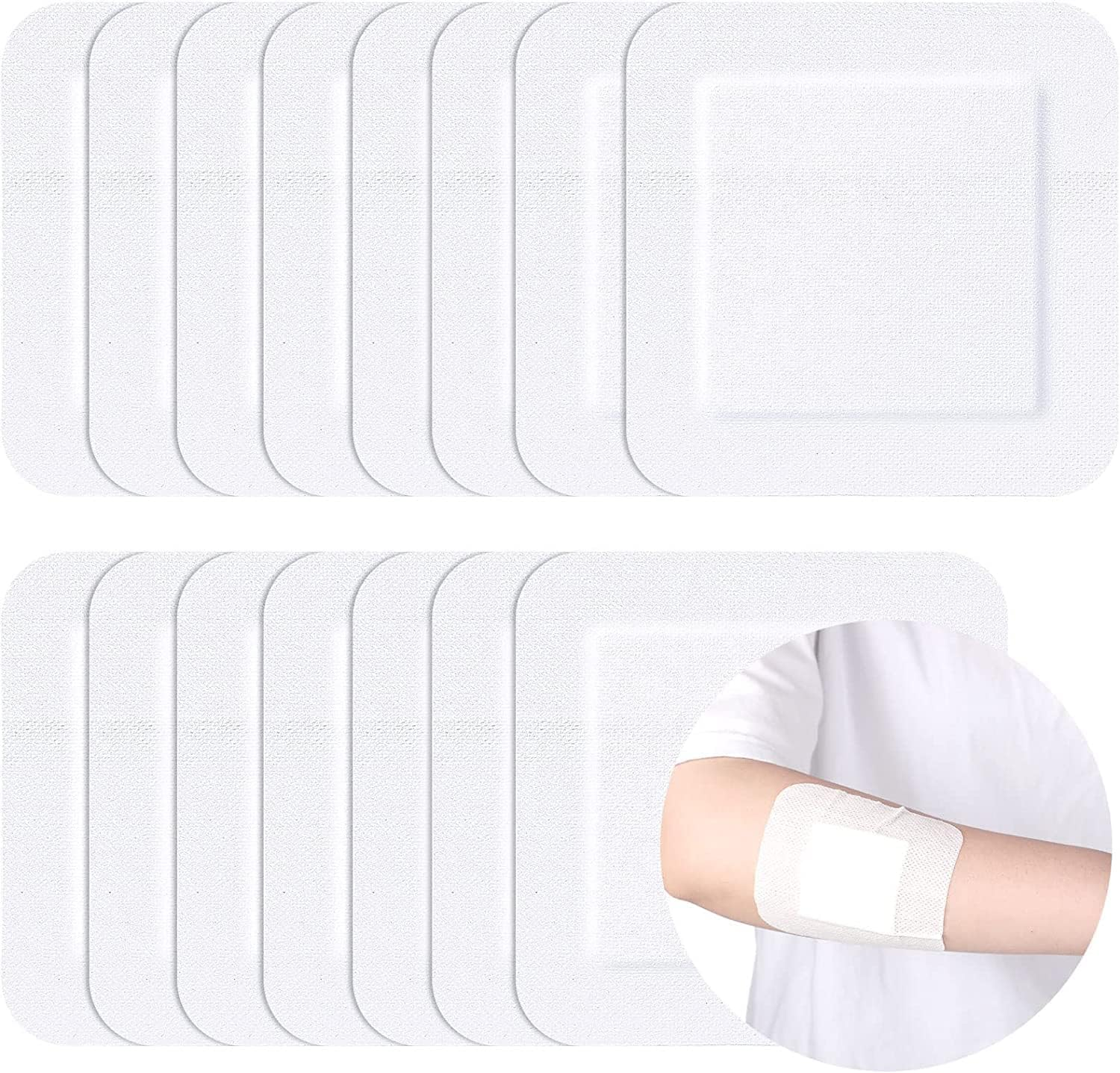 20 PCS Bordered Gauze-Island Dressing Wound Bandage Sterile Adhesive Gauze Pads Patches Post Shower Breathable Borders Individually Packed Pouches Tapes (10 X 10Cm) image number 1