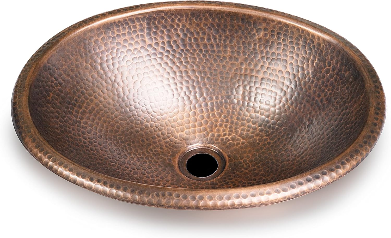 Monarch Abode Pure Copper Hand Hammered Drop-In Bathroom Vanity Sink 17", 17 Inches (Oval)