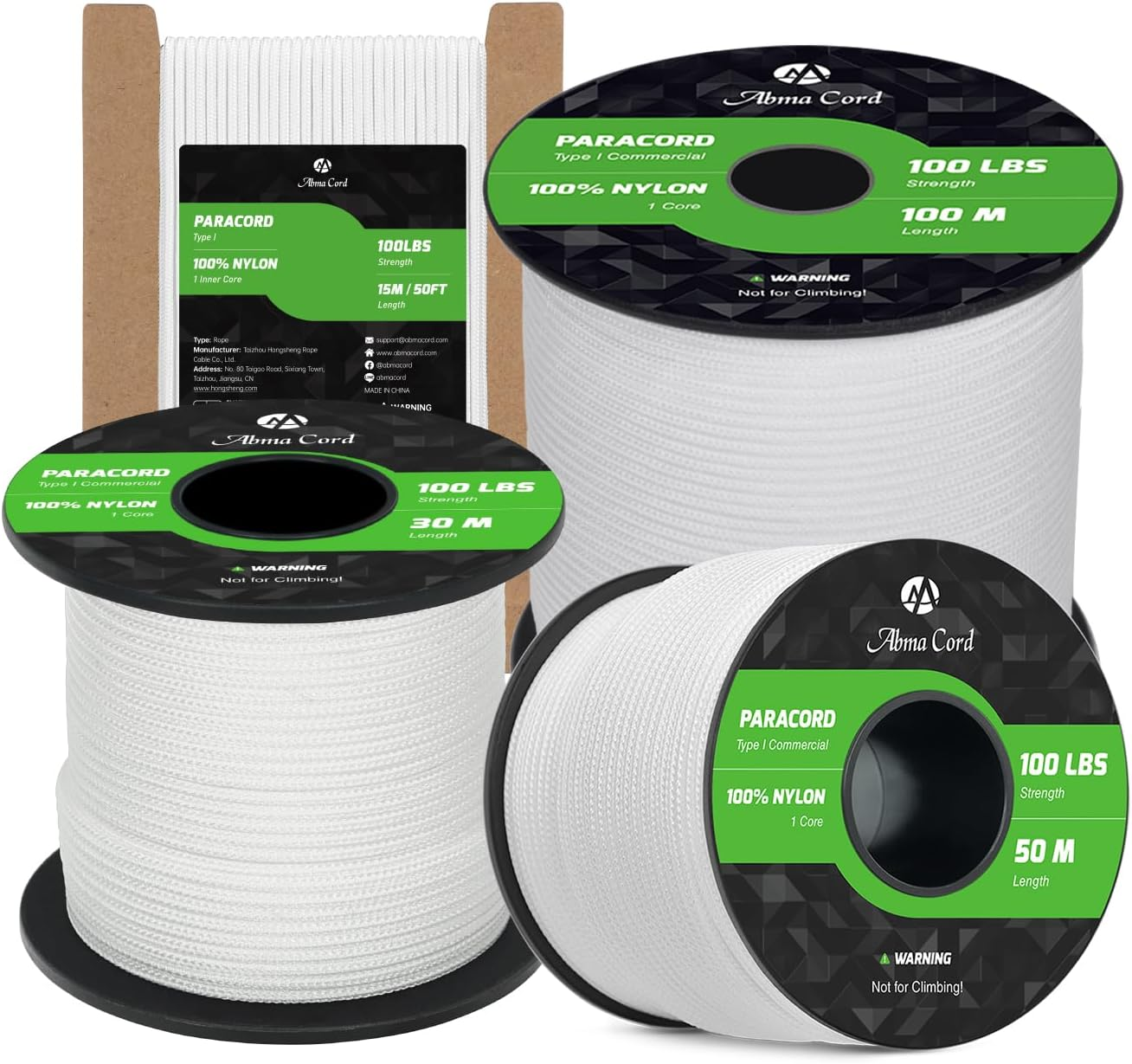 Abma Cord Paracord 2Mm 30M 100% Nylon Rope 1 Strand Type I Parachute Cord - Max. 45Kg (100Lbs) - White - Golden Yellow image number 2