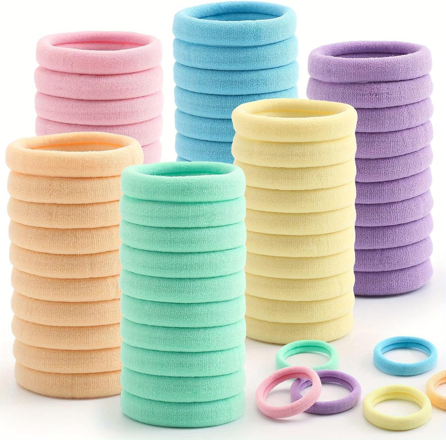 100 Pcs Black Hair Ties for Thick and Curly Hair Ponytail Holders Hair Elastic Band for Women or Men Soft Ponytail Holders Hair Bobbles for Girls Women (Color Mixing-C)