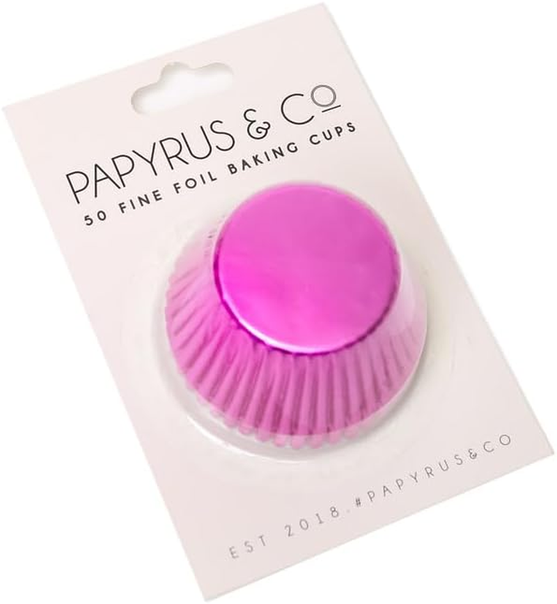 Papyrus Hot Pink Foil Cupcake Cases 50 Mm 50-Pieces Mini Baking Cups Greaseproof Paper for Muffins Tarts Quiches Desserts Elegant Papyrus Cupcake Cases for Baking Party Wedding Hot Pink Cupcake Liners image number 1