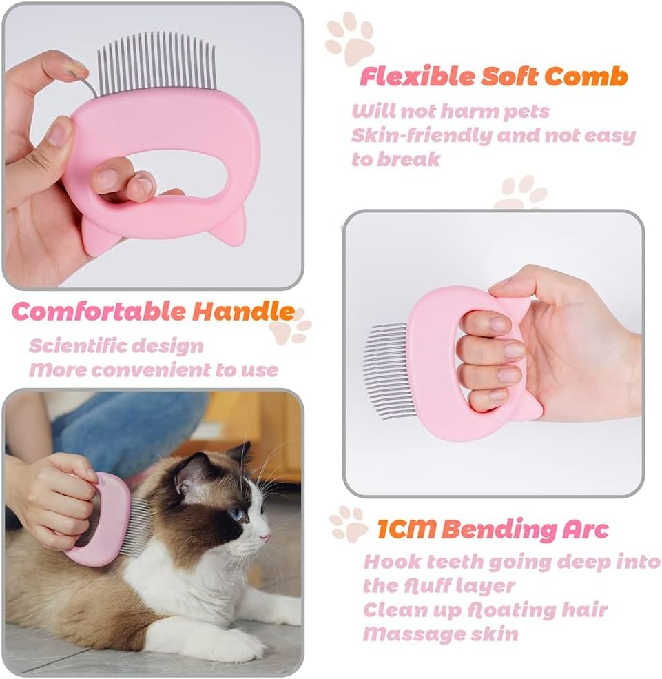 Custelen Cat Comb Pet Short & Long Hair Removal Massaging Shell Comb - Soft Deshedding Brush Grooming Tool for Dog Puppy Rabbit (Blue) image number 2