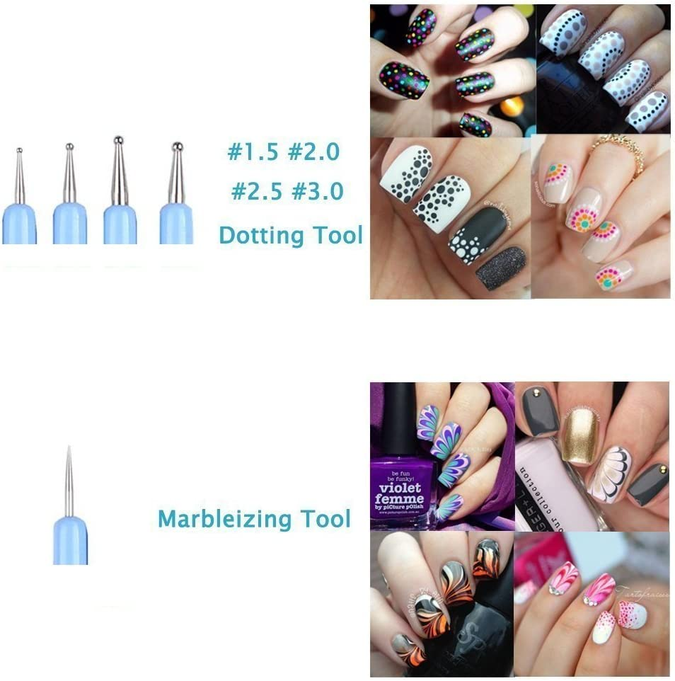 COMIART Color Shaper Sculpting Polymer Clay Tools 5 X 2 Way Dotting Tool Rubber Brushes Wipe Out Tools for DIY Nail Art & Art Craft image number 6