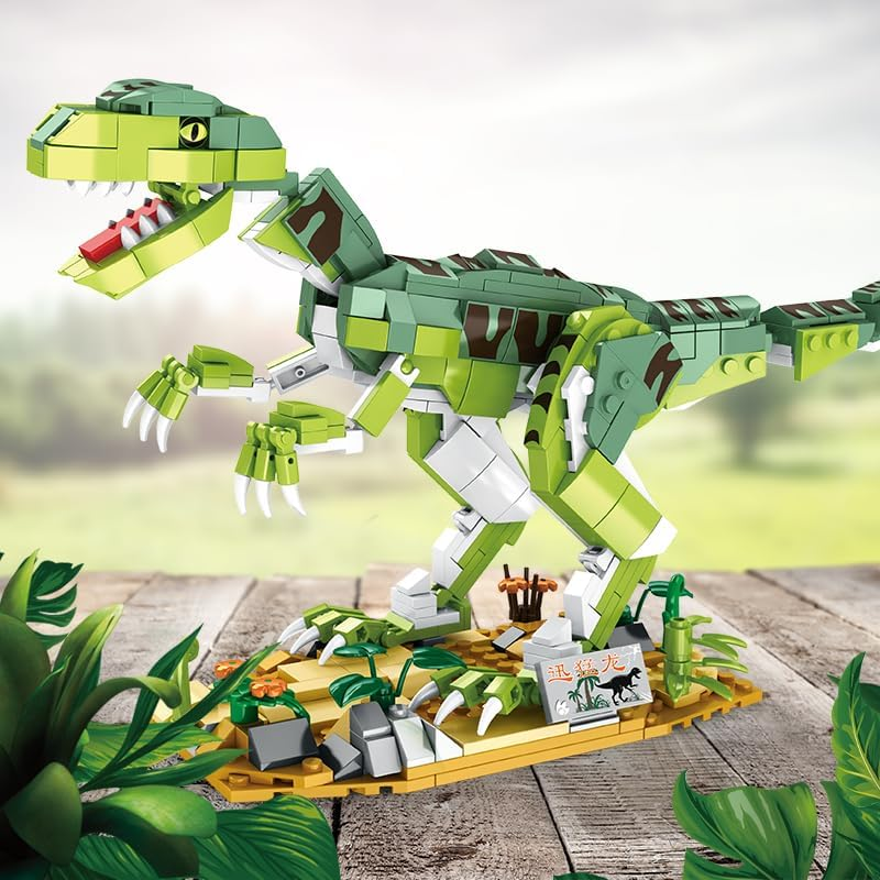 Velociraptor Dinosaur Building Toy Set, Jurassic Velociraptor Mongoliensis with Movable Jaw, Neck and Joints, Dinosaur Toys for Kids 6+ (533 PCS) image number 3
