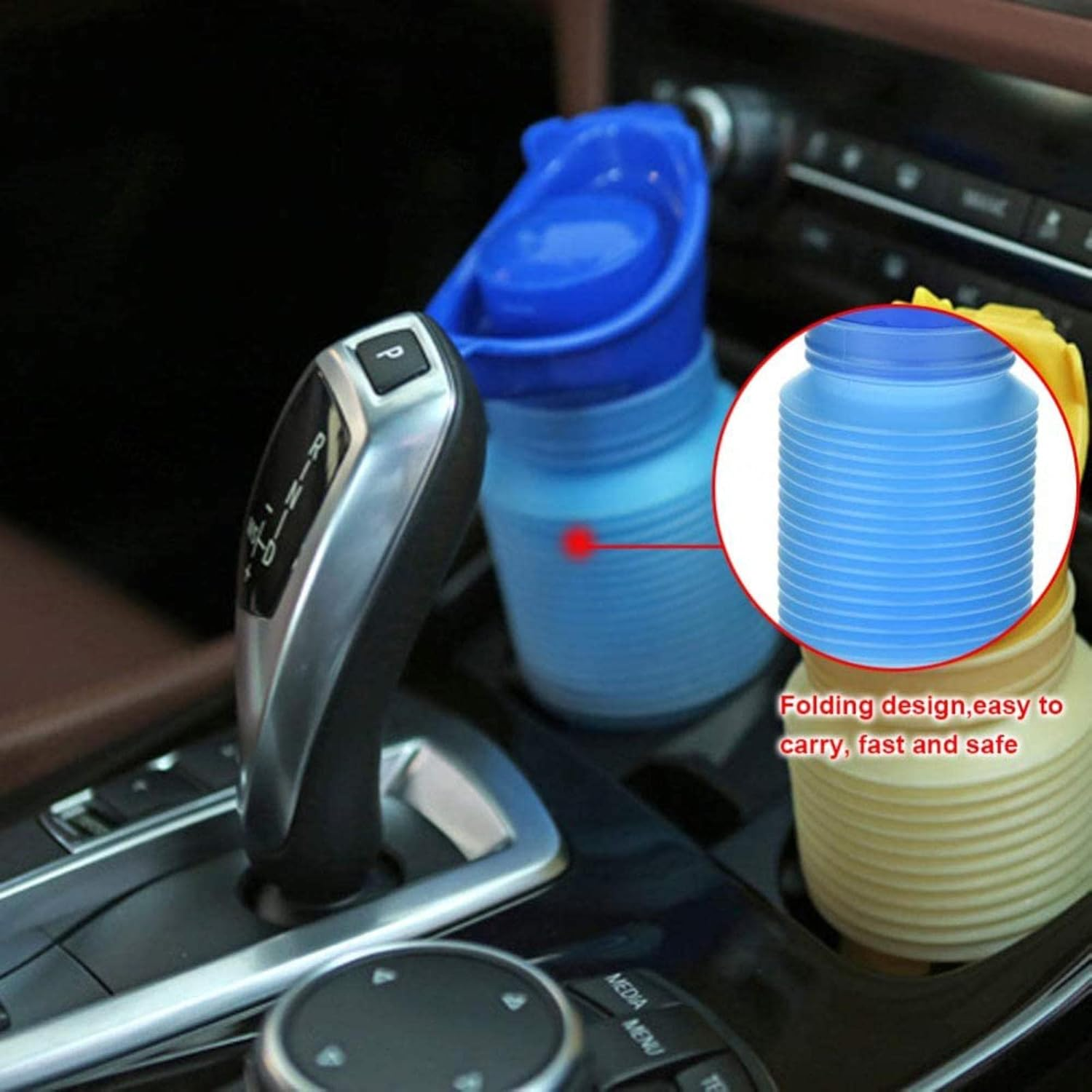 2PCS Men&rsquo;S Pocket Toilet, Emergency Urinal Portable and Reusable Outdoor Shrinkable Urinal, Unisex Portable Mobile Toilet Potty Pee Urine Bottle for Camping Travel Traffic Jam and Queuing image number 4