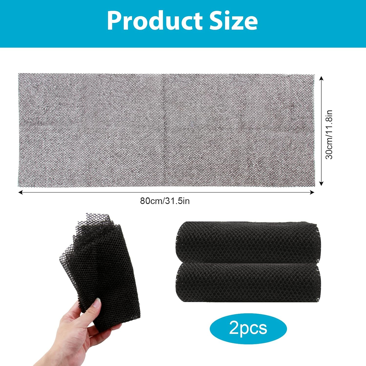 2 Pcs Black African Net Sponge (80X30Cm) - Authentic Extra-Large Exfoliating Bath Cloth, Deep Cleansing Body Exfoliator for Back, Legs and Scalp Premium African Bath Sponge for Smooth Skin image number 2