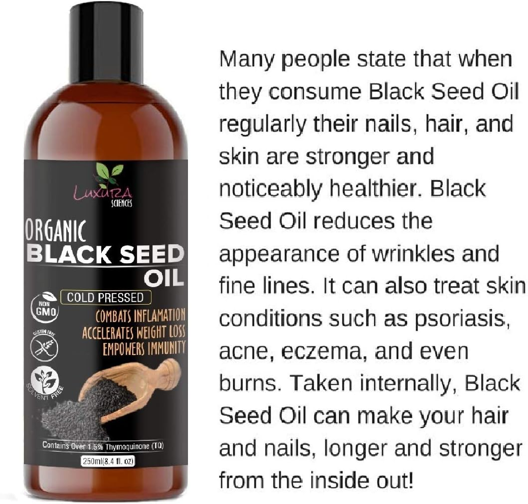 Luxura Sciences Black Seed (Kalonji) Hair Oil for Hair Growth, Cold Pressed, 100% Pure and Natural, 250 Ml image number 5