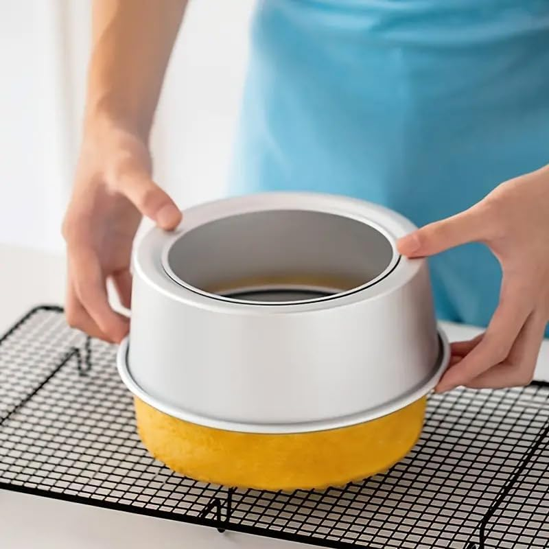 AIMALL 3Pcs round Cake Mold with Anode Coating and Removable Bottom &ndash; Durable Aluminium Alloy Baking Pans for Chiffon and Layered Cakes image number 4