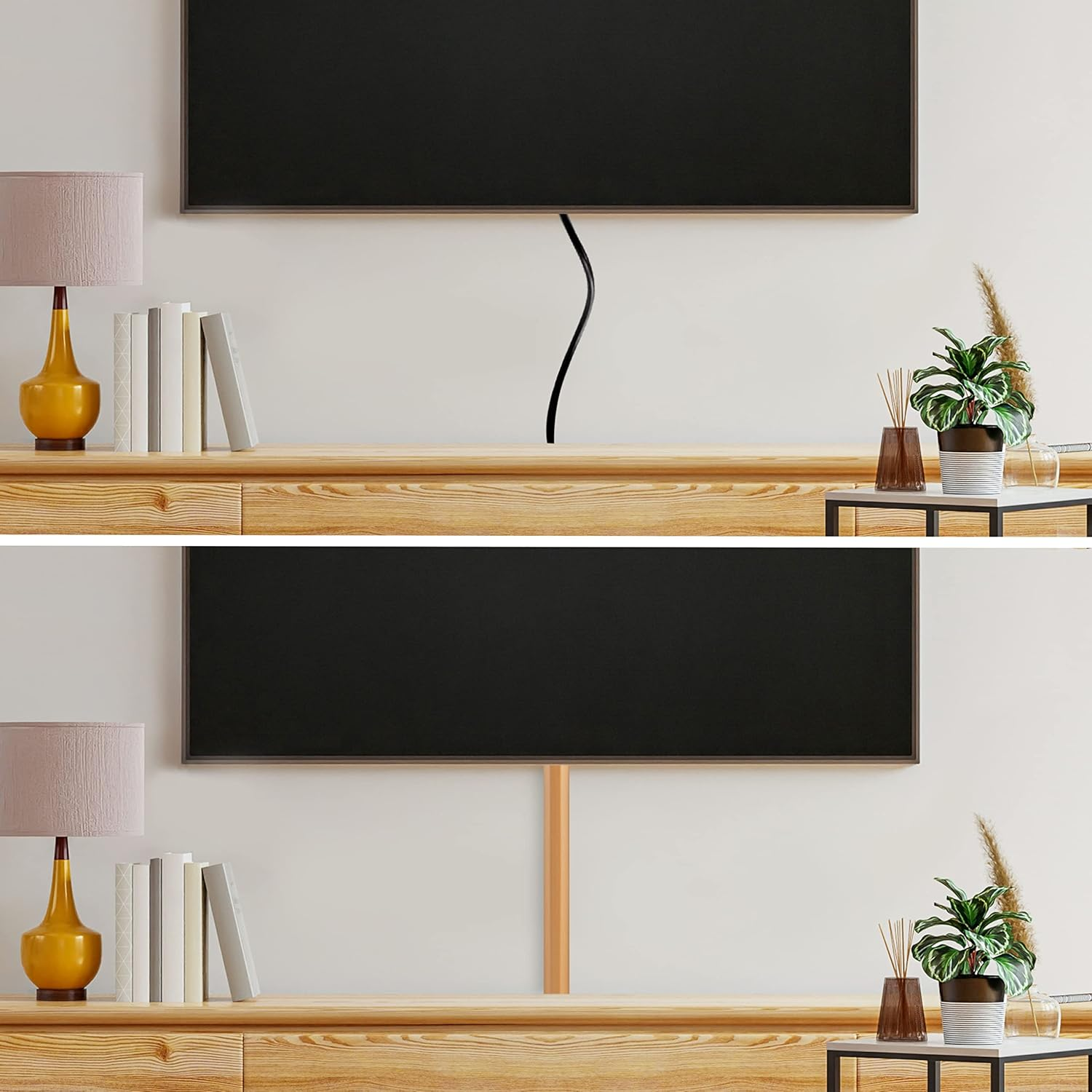 Rubber Bond TV Cord Hider Cable Protector - Strong Self Adhesive Wall Cord Cover Cable Hider - Low Profile Cable Management Wall Cord Concealer Cable Raceway - Brown - 1-2 Cord - 6 Feet image number 4