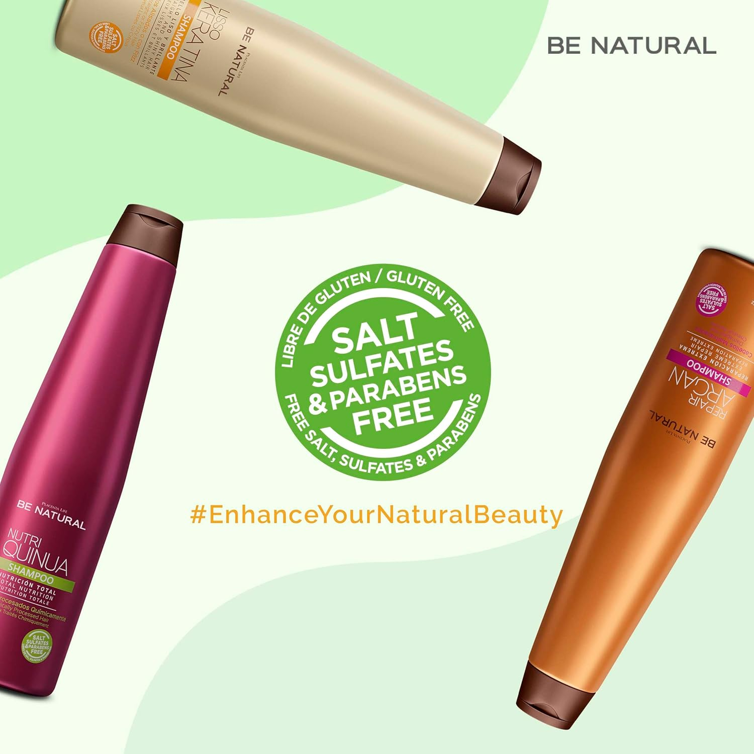 Placenta Life Be Natural Nourishing & Repair Argan Mask for Damaged Hair- 350 Gr/ 370Ml (Repair Argan Mask)