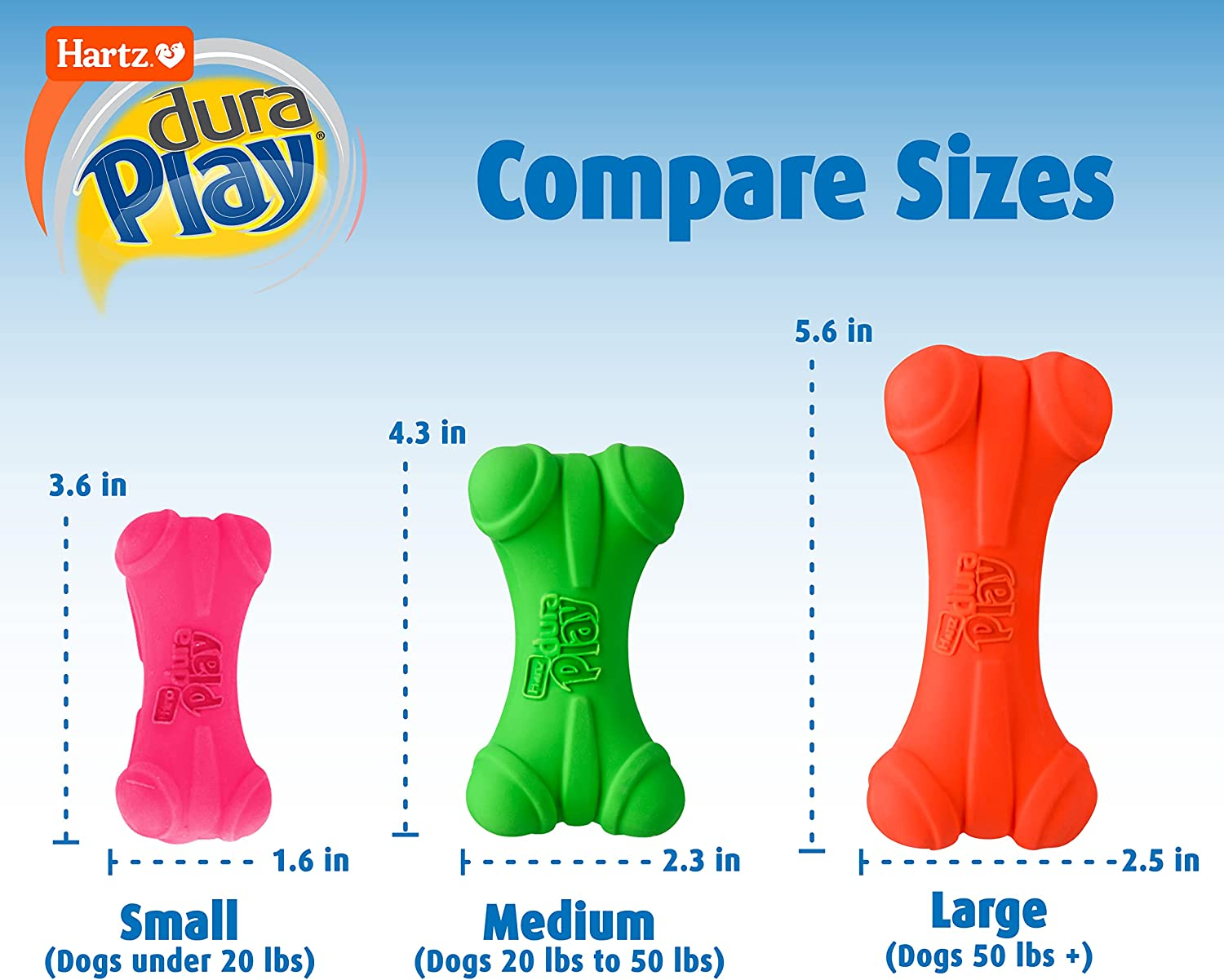 Hartz Dura Play Bacon Scented Squeak Bone Dog Toy, Multiple Dog Toy Sizes & Pack Sizes image number 5