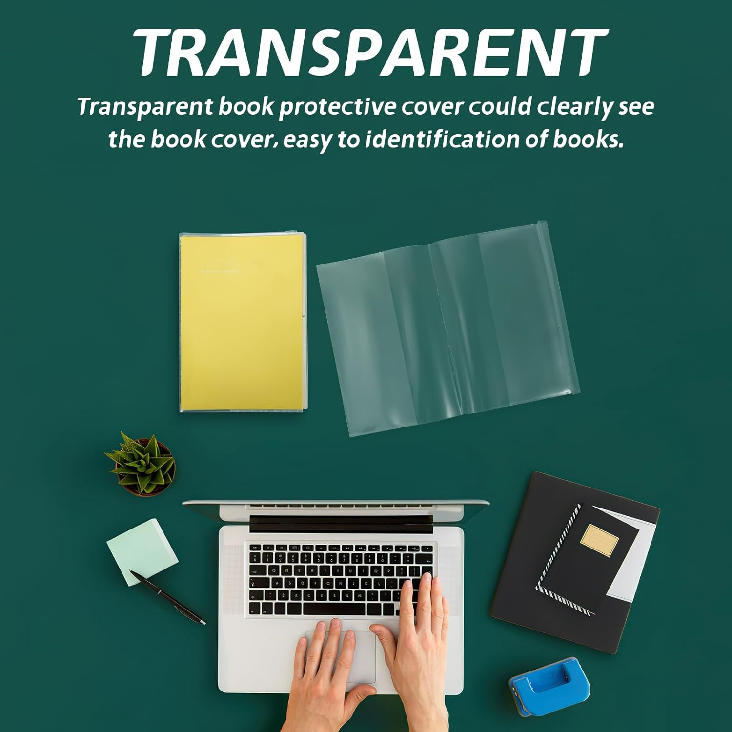 TEHAUX Clear Book Protective Cover - A4 Size Transparent Book Sleeve Adjustable Width Waterproof Plastic Cover for Textbooks and Paperbacks image number 4