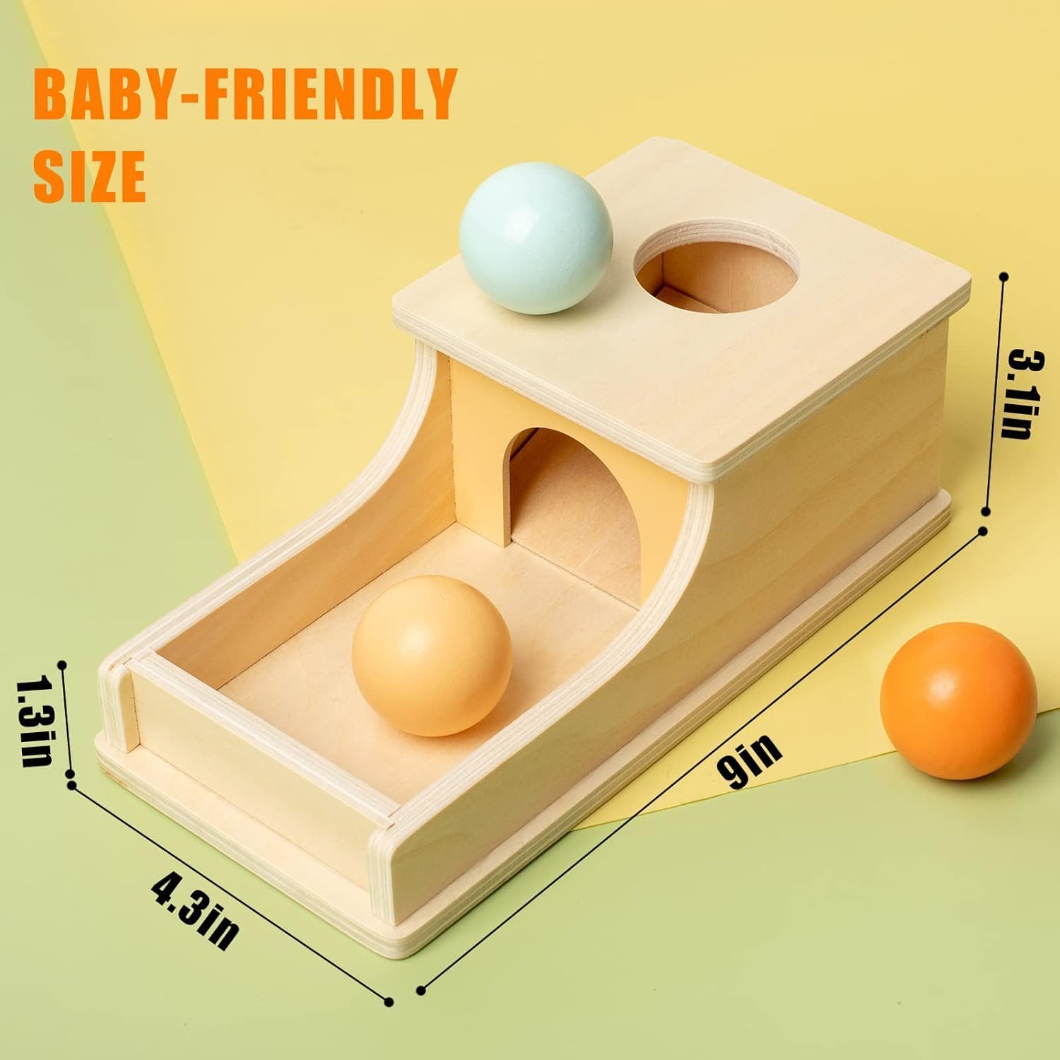 Edition Montessori Toys for Babies 6-12 Months Object Permanence Box Wooden Ball Drop Toy Play for 6 Month 1 2 3 Year Old Toddlers Infant Early Age Toy