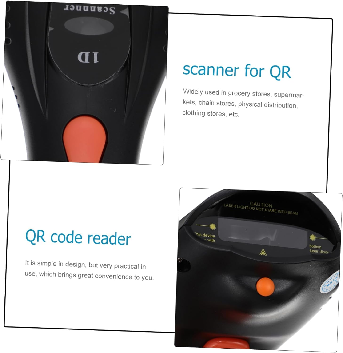 Wireless USB Barcode Scanner 2-In-1 Wired and 2.4G Wireless Qr Code Reader with Dc5.00V Power for Office and Retail Pos Systems image number 3