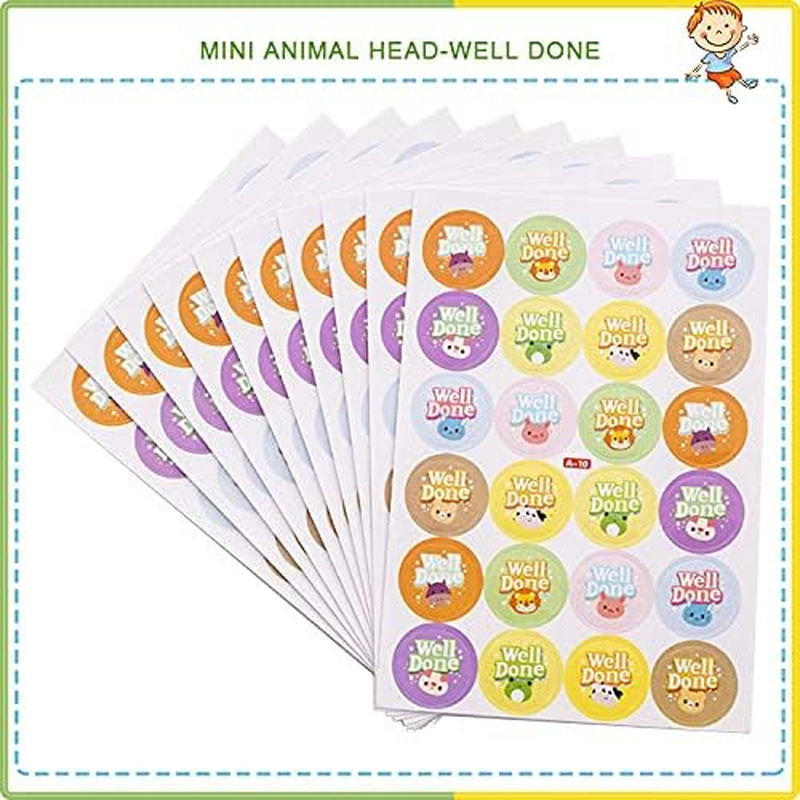 6 Packs English Encouragement Stickers for Elementary School Students,Animal Reward Stickers,Used in Teacher Supplies,Training Stickers and Motivational Stickers Etc image number 1