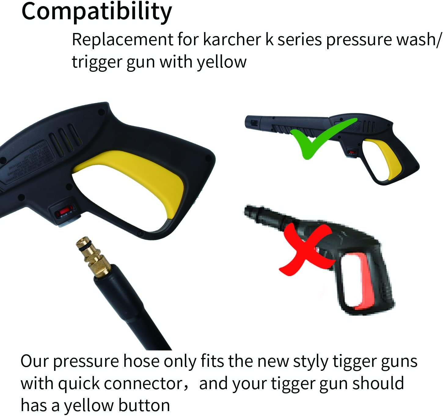 Qooltek 10M High Pressure Washer Replacement Hose Cleaning Kit High Pressure Washers Water Cleaning Hose for Karcher K Series K2, K3, K4, K5, K7, Click Type Plug Quick Connector System image number 1