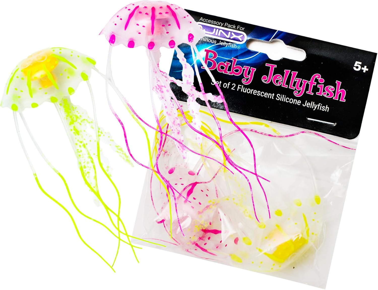 Baby Jellyfish Accessory for JINX Luminous Jellyfish Lamp - Small Silicone Jellyfish - Night Light Enhancer for Mood Lighting (Set of 2) image number 1