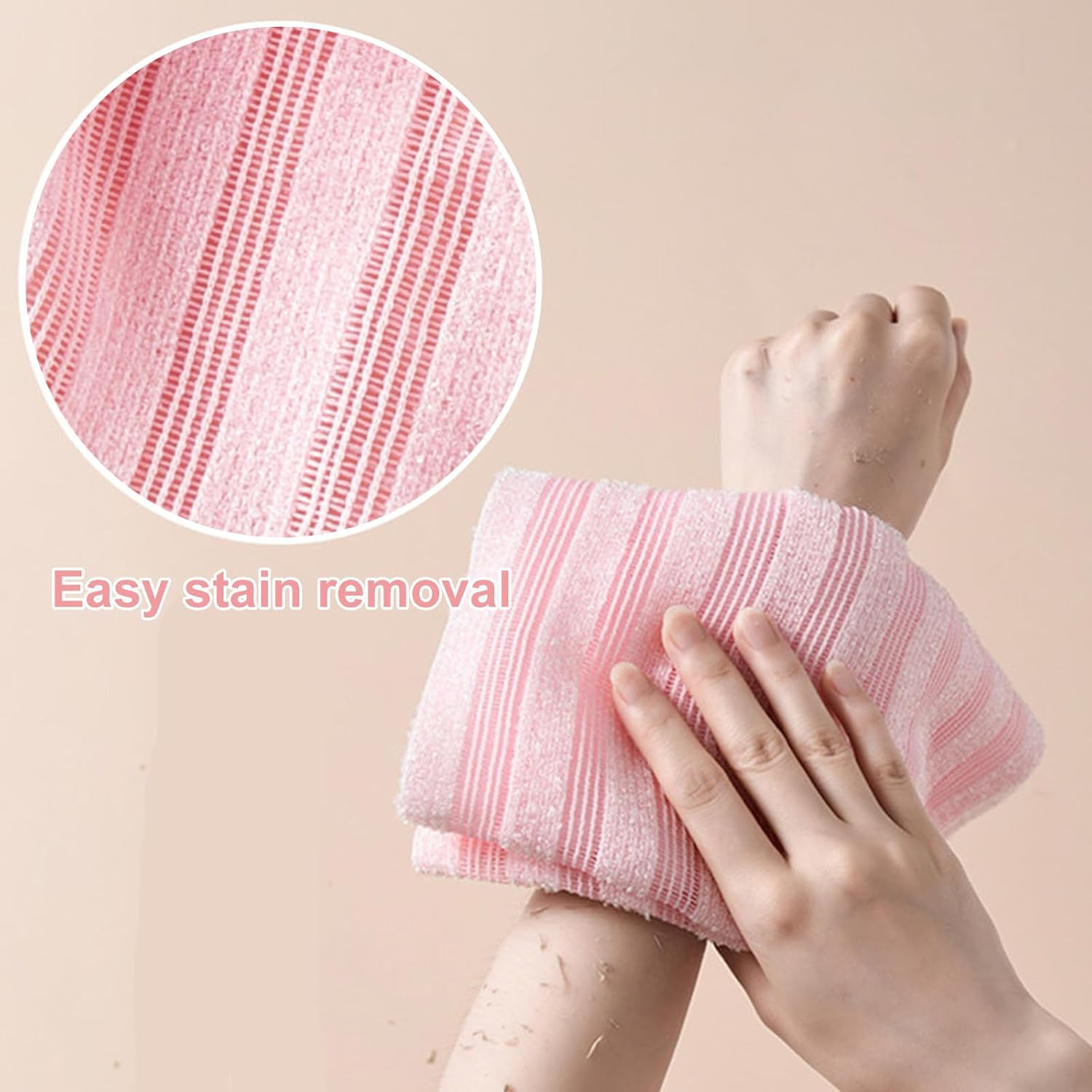 Exfoliating Washcloth Towel 2 Pcs Body Scrubber Back Scrubber for Shower Japanese 40 Inches Bath Tool Wash Cloth Korean Exfoliation Luffah Towel Net Sponge Loofah Body Scrub for Men Women Skin Care image number 4