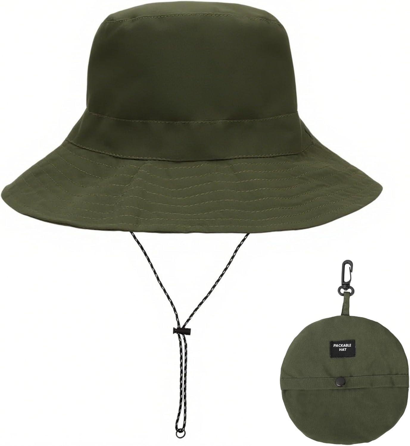 Bucket Hats, Packable Bucket Hat with String, Wide Brim Ring Buckle Sun Hat for UV Protection Women Men Beach Fishing Camping