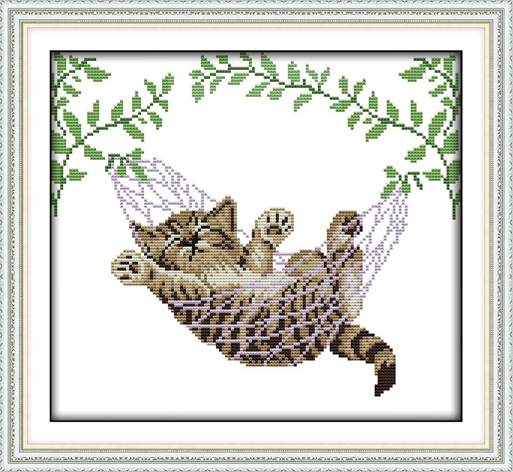 Abillyn Cross Stitch Set Cat on Hanging Basket with Embossed Pattern (Kitten) - Birds image number 3