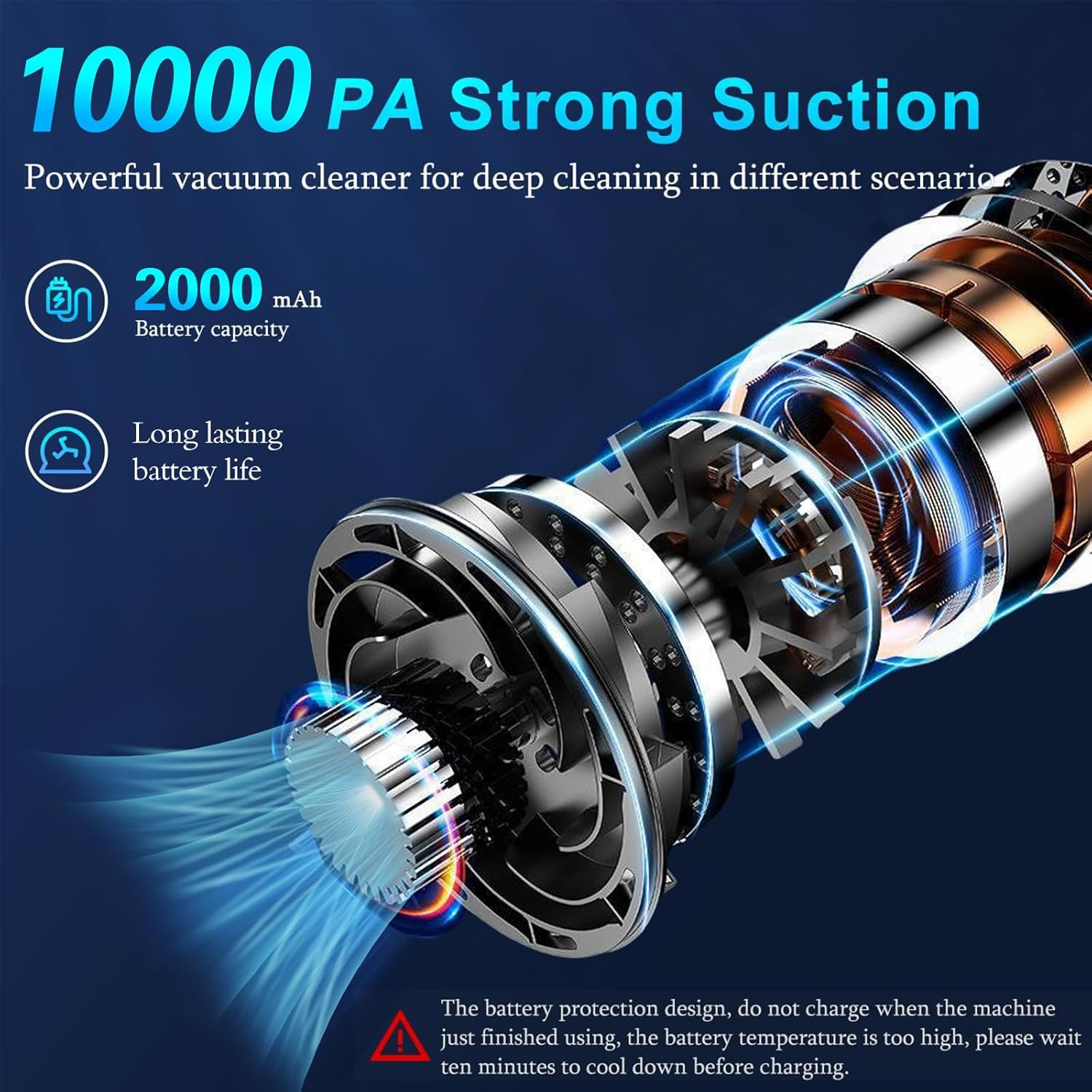 Handheld Portable Car Vacuum Cleaner, 10000Pa Vacuum Cleaner, 120W High Power Hand Held Vacuum and Multi-Nozzles for Car, Home, Office, Pet image number 2