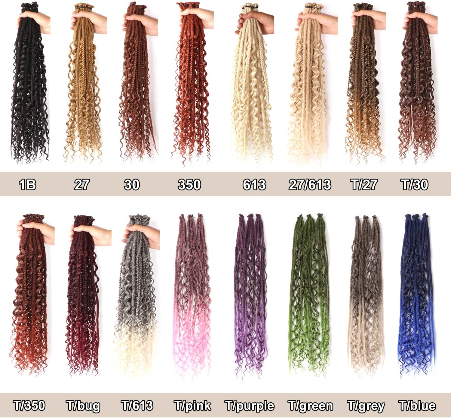 24 Inch Synthetic Dreadlock Extensions Hippie Single Ended Dreads 0.6 Cm Width Loc Extensions Reggae Style Crochet Hair for Women (T1B/Blue, 3 Styles Mixed 24 Inch(18 Strands)) image number 6