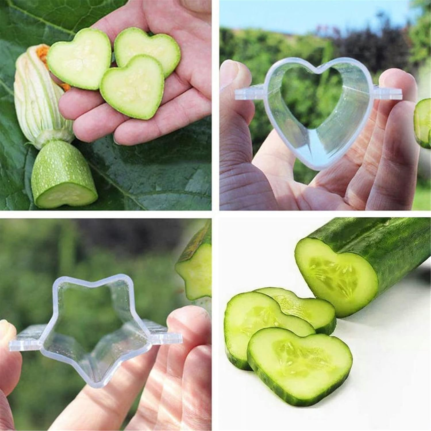 4Pcs Cucumber Styling Growth Mold Plastic Heart Shaped Five-Pointed Star Transparent Garden Fruit Vegetable Growing Molds(Star+Heart) image number 6