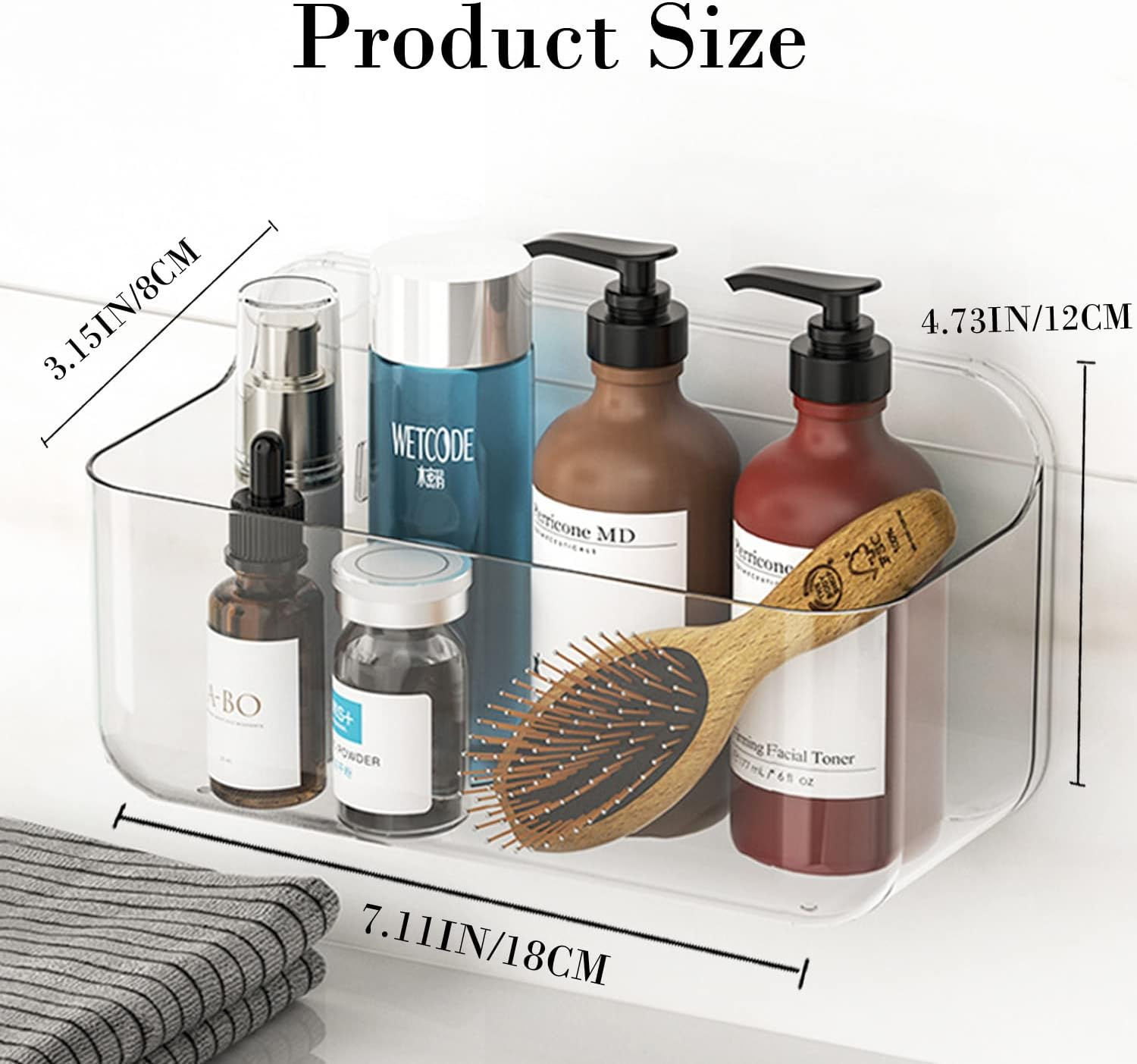 Acrylic Adhesive Wall Mounted Bathroom Organiser, Shower Caddy without Drilling, Automatic Draining Sink Caddy for Kitchen, Bathroom, Laundry, Camper, Utility Room, Shower Organiser, Shelves