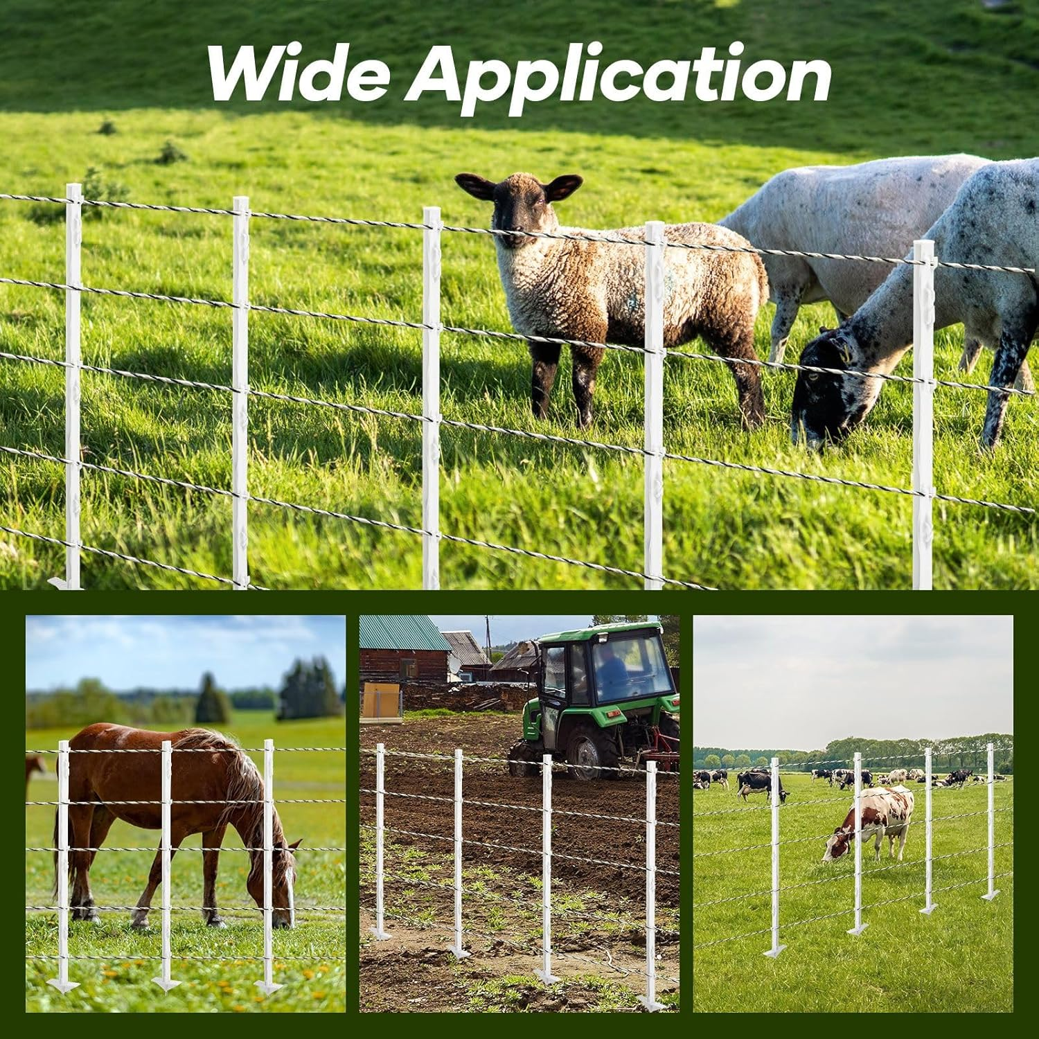 20Pcs Electric Fence Posts Tread Step in Wire Poly Tap Garden Farm Livestock Cattle Sheep Cow Insulators Poles White image number 3