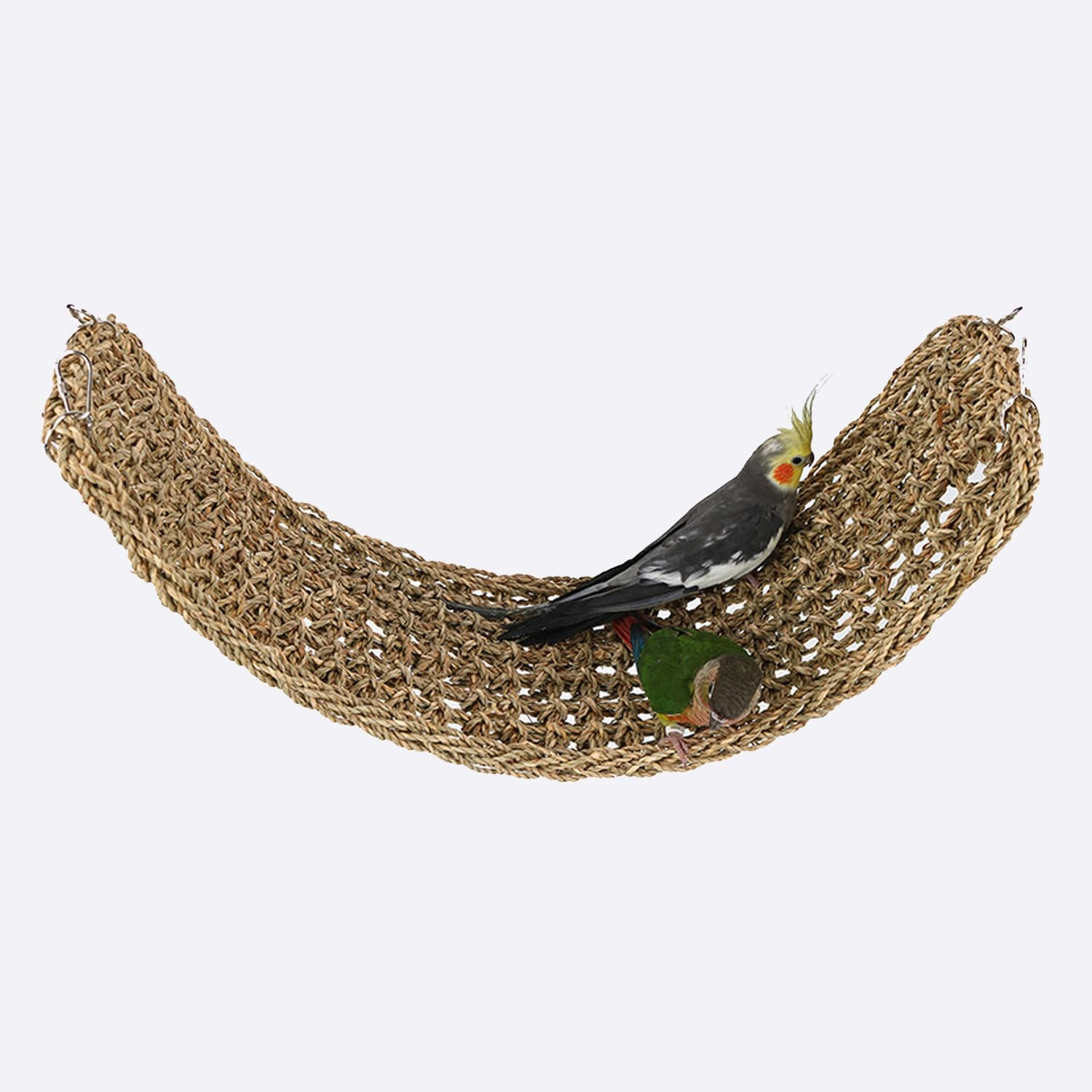 Lxcshljx Bird Seagrass Mat, 29.5"X7" Natural Grass Woven Net Hammock Hanging on Parrot Cage, Parakeet Climbing Rope Ladder Mat, Chew Toy for Pigeon Lovebird Cockatiel Conure Budgie Bearded Dragon image number 2