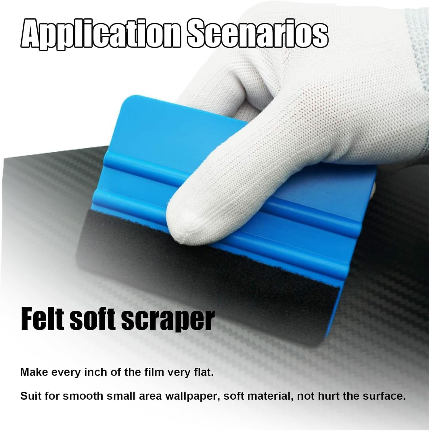 HENWUBEI 15 PCS Vehicle Vinyl Wrap Window Tint Film Tool Kit, Car Window Film Tinting Tools, Vinyl Wrap Kit Includes Felt Squeegee, Blades, Membrane Cutter, Edge Trimming Squeegee (Blue) image number 4