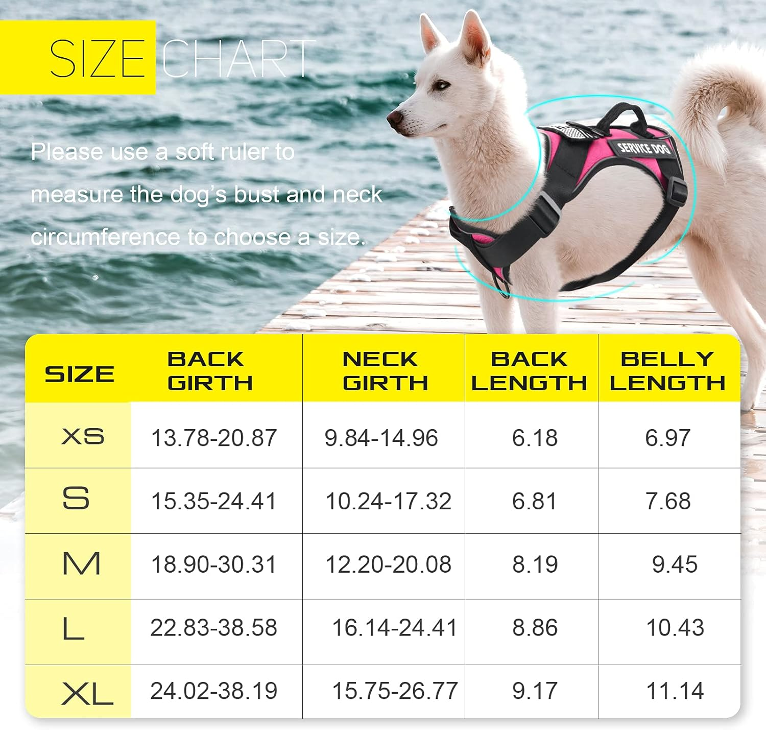 Demigreat Service Dog Harness, Reflective Dog Vest Harness with 5 PCS Patches, Adjustable Soft Oxford Pet Harness, Inner Layer Mesh, Easy to Control for Small Medium Large Dogs&hellip; image number 2