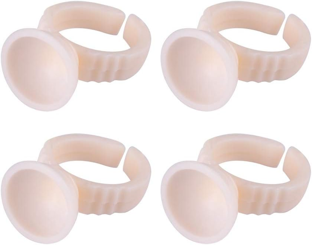 Generic 100Pcs Superior-Quality Ring Cups Disposable Durable Professional Tool for Paint or Eyelash Glue, Plastic Semi Permanent Ink Ring Cup for Pigment Holder for Artists (Silicone image number 3