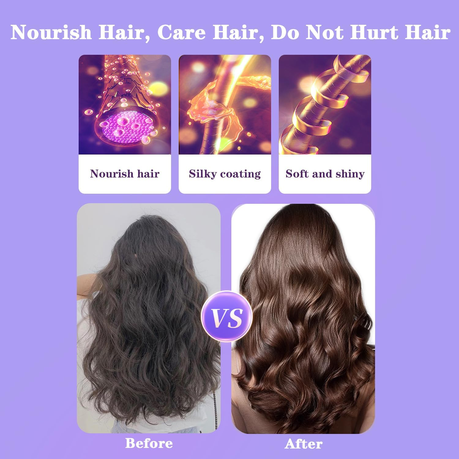 ZEOEZHBI Automatic Curling Iron, Auto Hair Curler Rotating Curling Iron Spinning Curling with 4 Temps Hair Curling & 1" Large Rotating Barrel Auto Shut-Off for Styling, Purple image number 2