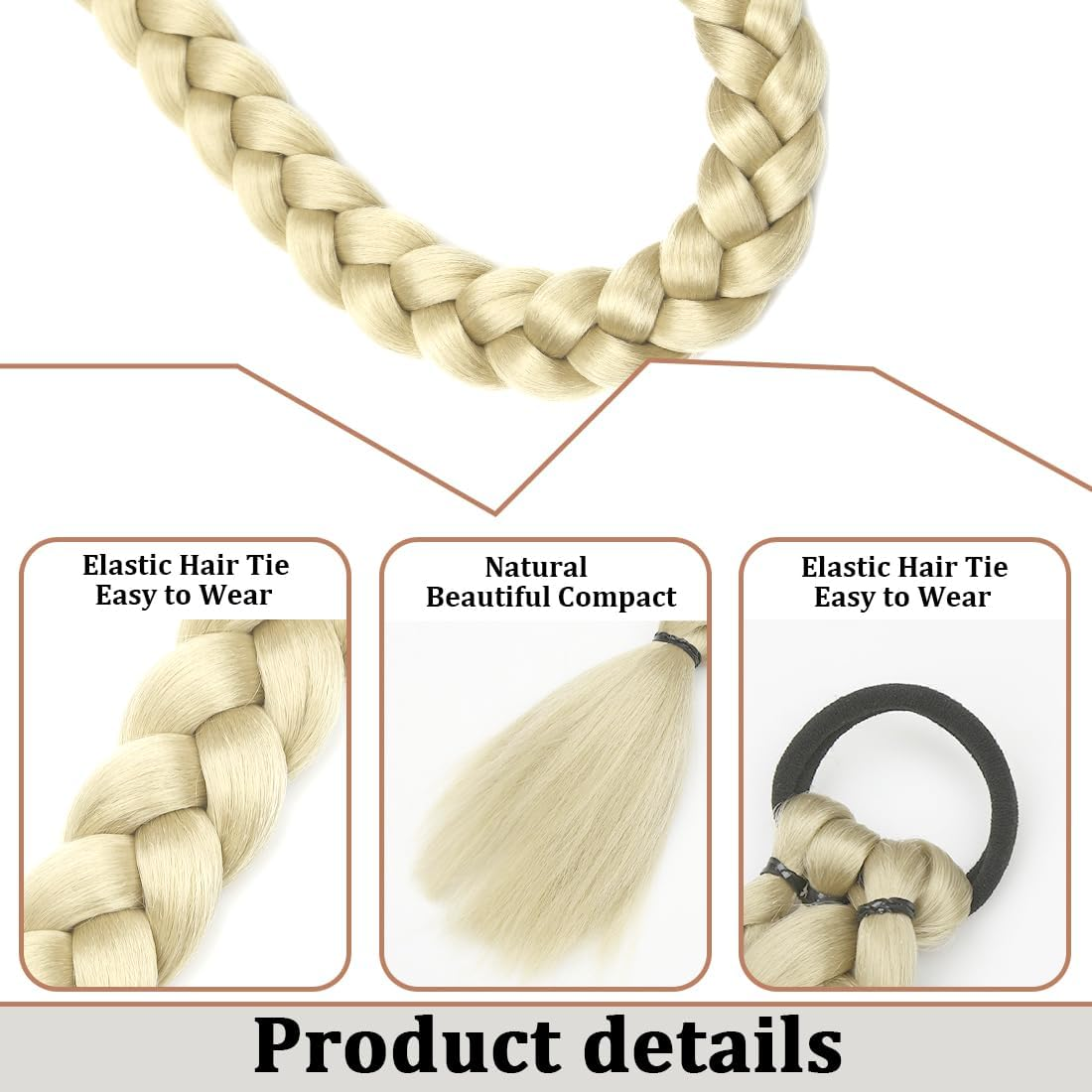 Long Braided Ponytail, 70 Cm Black Jumbo Braiding Hair, Braiding Hair, High Temperature Synthetic Braiding Hair for Women, Hair Extensions, Ponytail, DIY image number 4