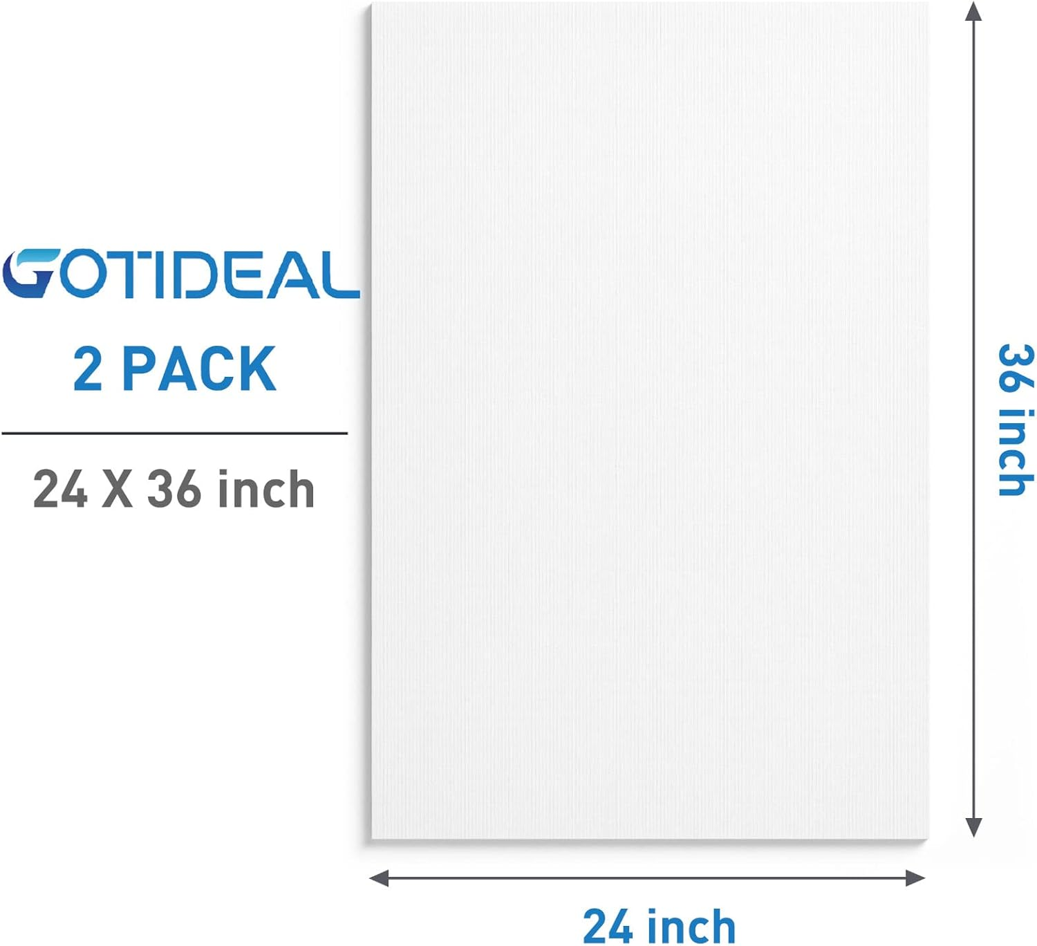 GOTIDEAL Stretched Canvases for Painting, 24X36" Inch Set of 2, Primed White - 100% Cotton Blank Art Large Canvas Boards for Painting for Acrylic Pouring, Oil Paint Dry & Wet Art Media image number 3
