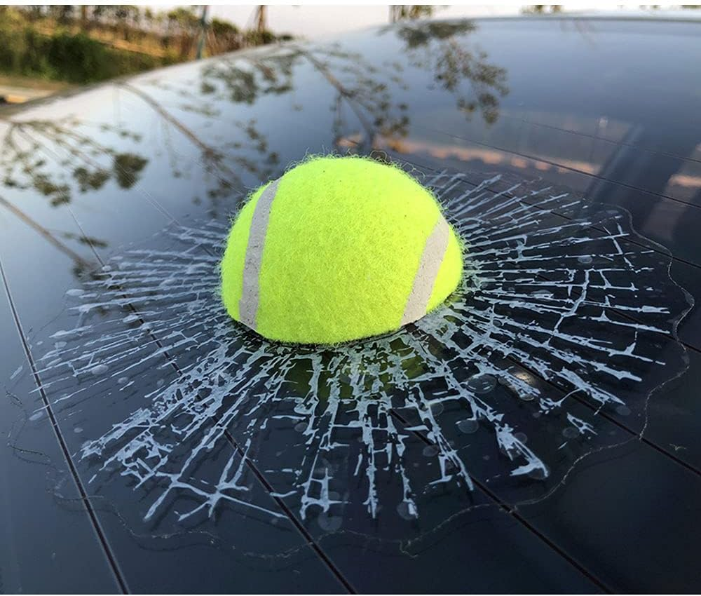 3D Prank Tricky Creative Glass Window Stickers Funny Auto Car Styling Ball Hits Car Body Window Sticker Self Adhesive Decal Accessories (Green Tennis) image number 5