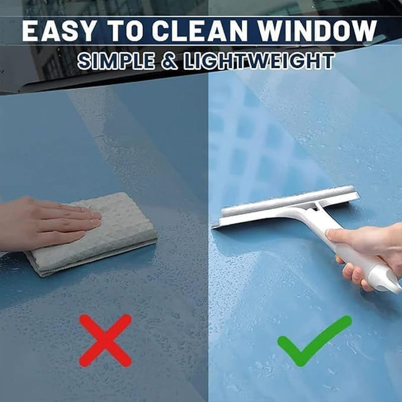 2025 New Window Cleaning Scraper 3 in 1, Squeegee for Shower Glass, Spray Function for Glass Doors and Windows, Mirrors Scraper, Brush. All-Purpose Window Cleaner Tool (Yellow+Blue+White) - Blue image number 6