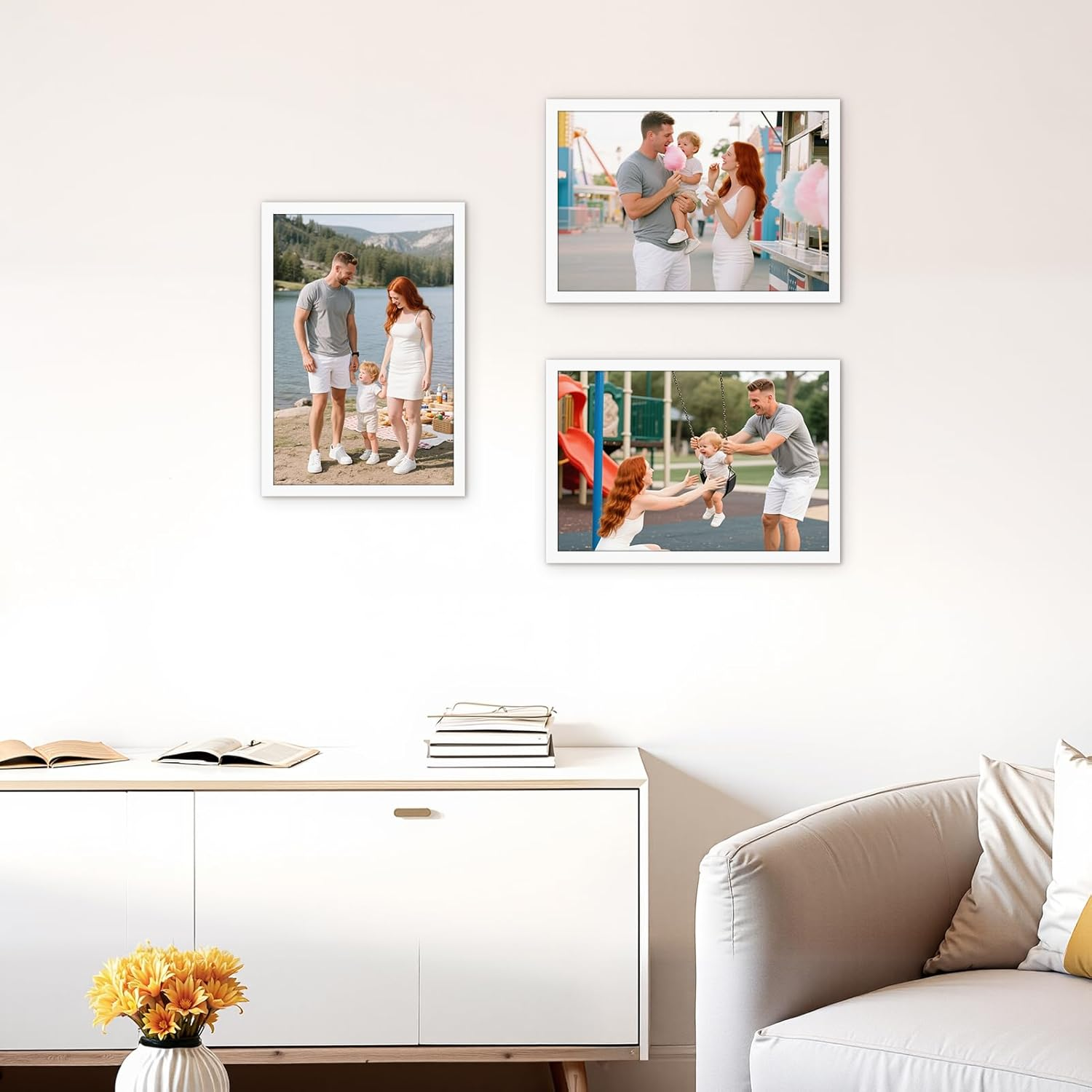 Hoikwo Picture Frame 20 X 30 Cm - White Photo Frames for Wall or Table, Set of 3 Frames for Photos, Pictures, Posters