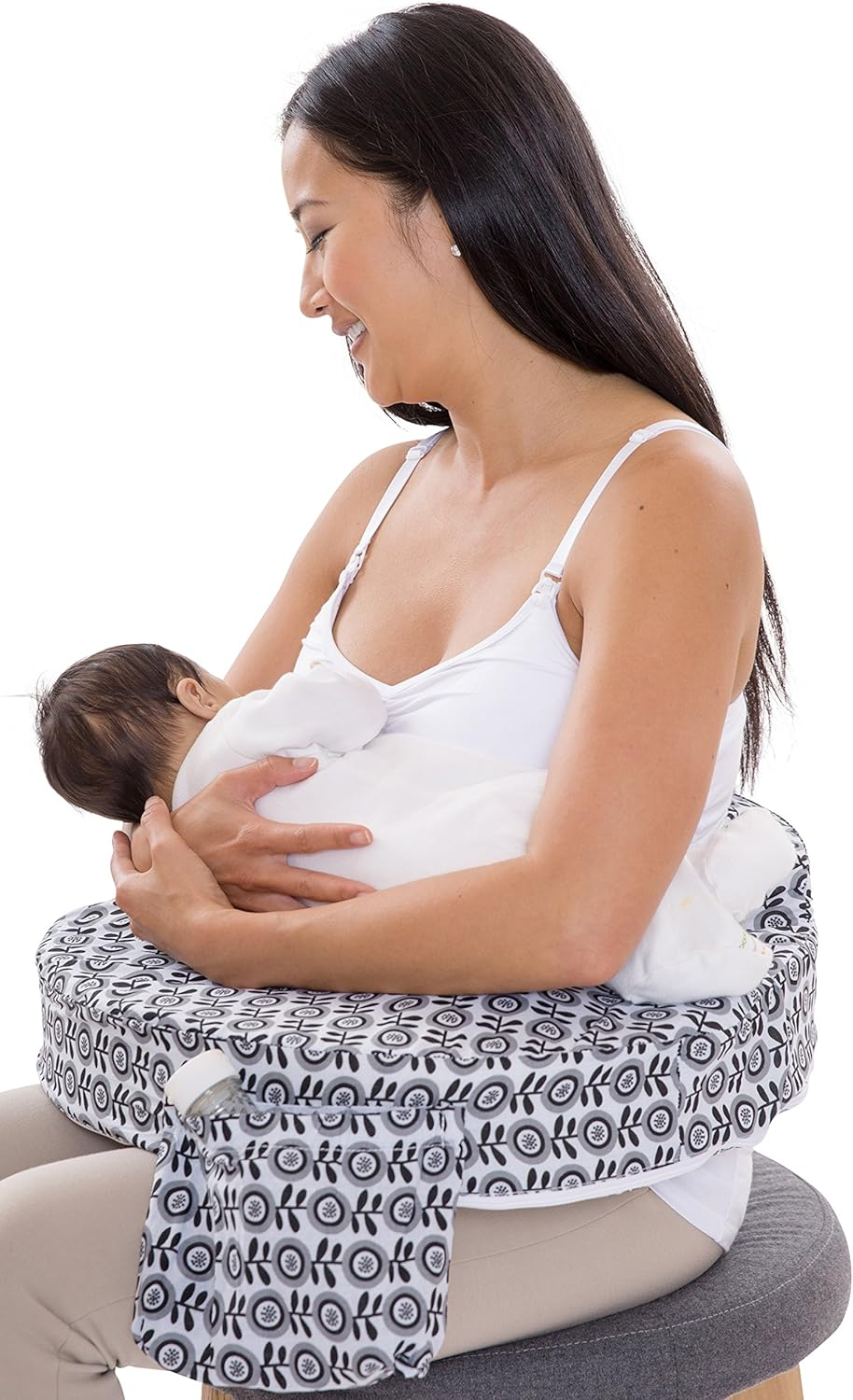 My Brest Friend Nursing Pillow - Midnight Poppy,Grey. Black image number 3