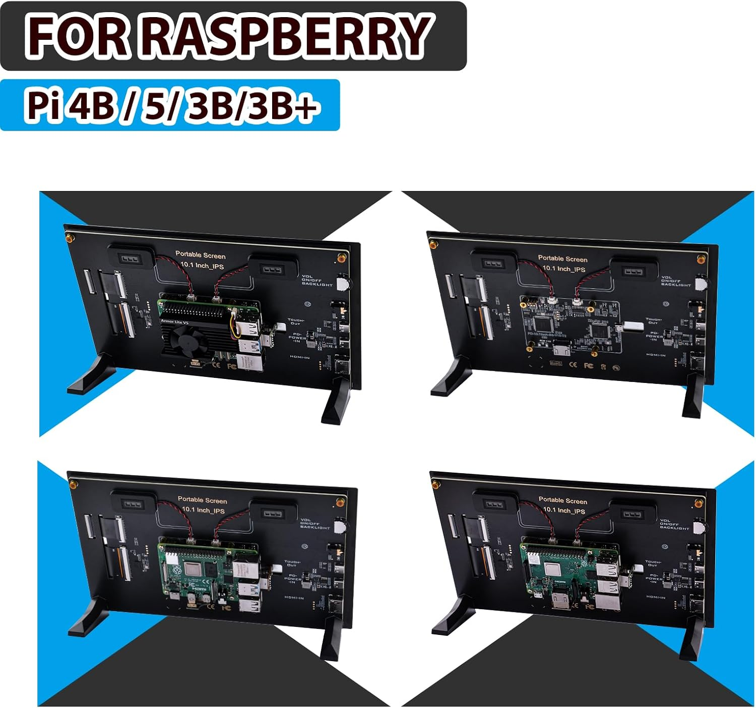 Geeekpi 10.1 Inch Capacitive Touchscreen HDMI Monitor for Raspberry Pi - IPS 1280X800 LCD Display with Dual-Speaker and Mount Hole for Pi 5/4B/3B+/3B/B+ Board