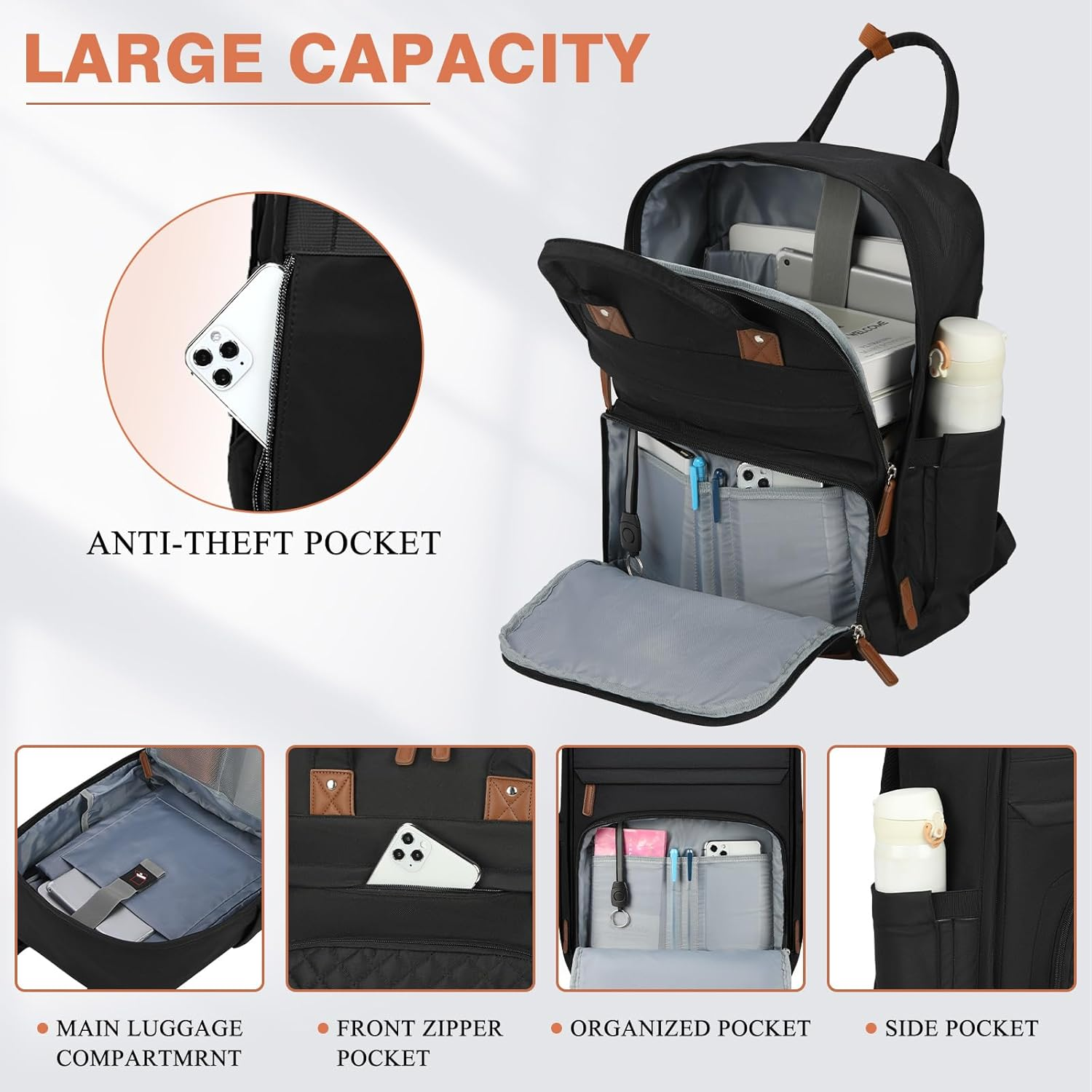 Travel Backpack for Women,15.6 Inch Laptop Backpack,Tsa Friendly Flight Approved Carry-On Luggage Hand Backpack with USB Port,Computer Backpack,Casual Daypack,Hiking Backpack image number 6