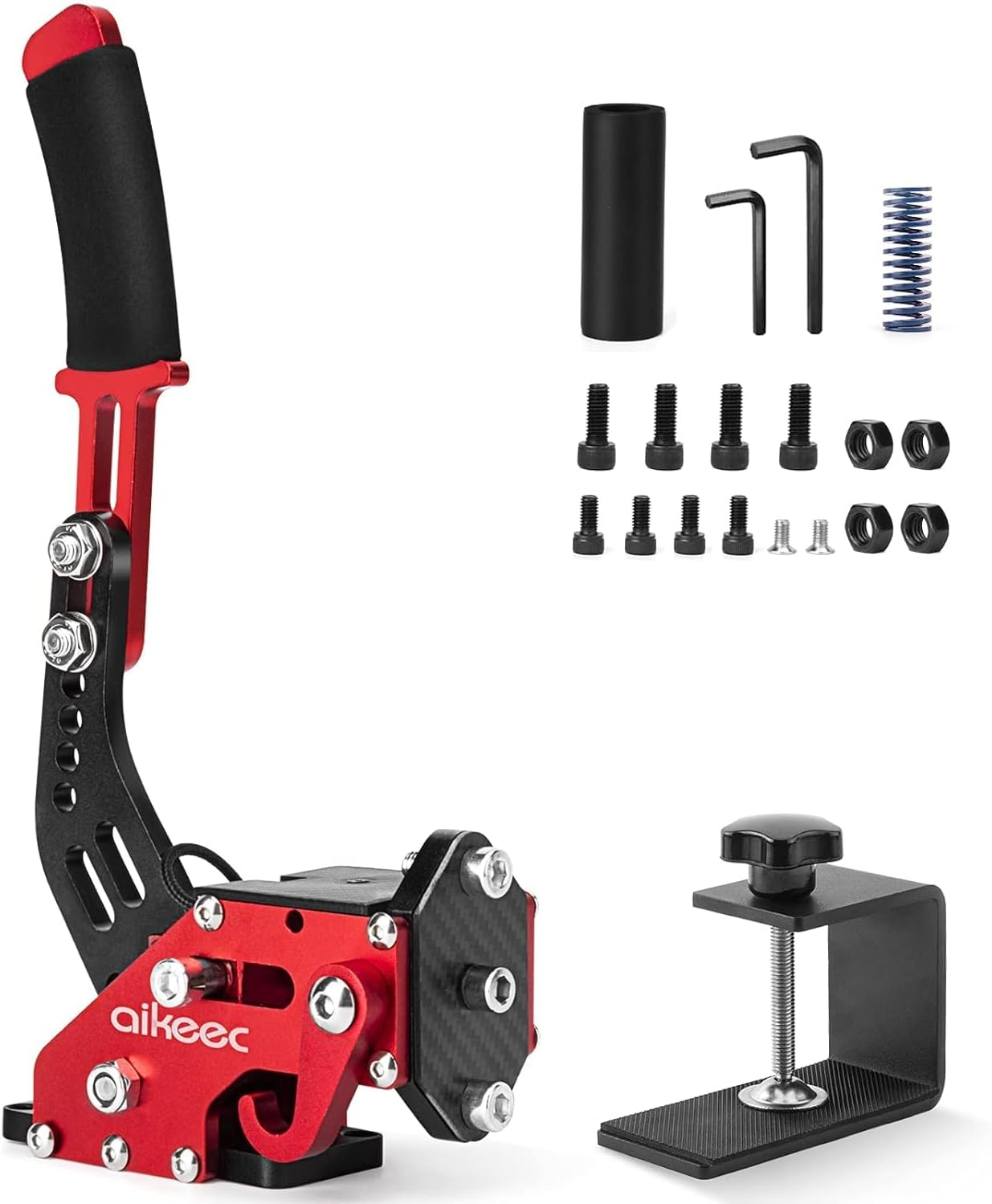 64 Bit USB Handbrake with Clamp for PC Windows Sim Racing Games G25 G27 G29 T500 FANATECOSW Dirt Rally with Handle Grip Red A