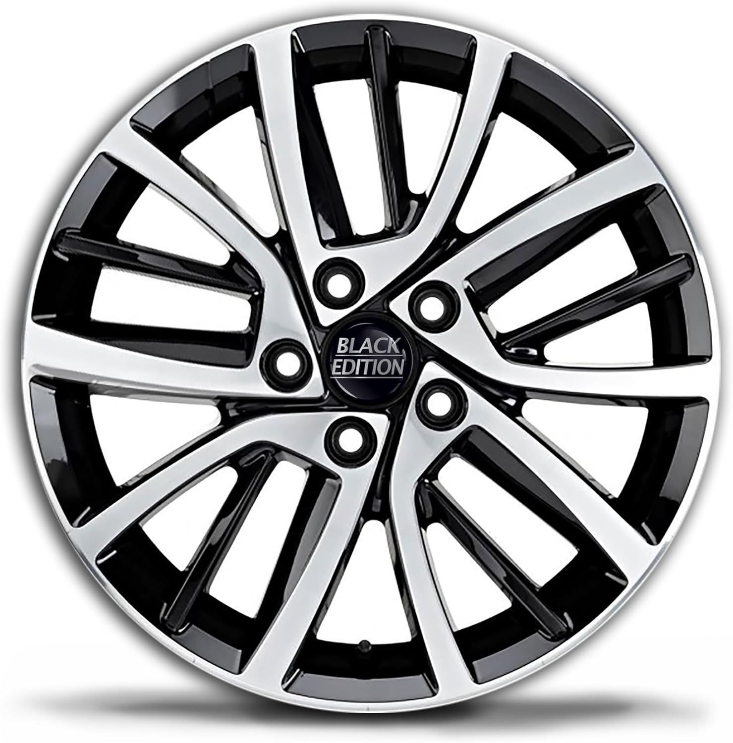 Compatible with VW 65 Mm Wheel Hub Cover for Alloy Wheels Wheel Centre Cap Hub Caps Black Edition Silver Logo CV 60