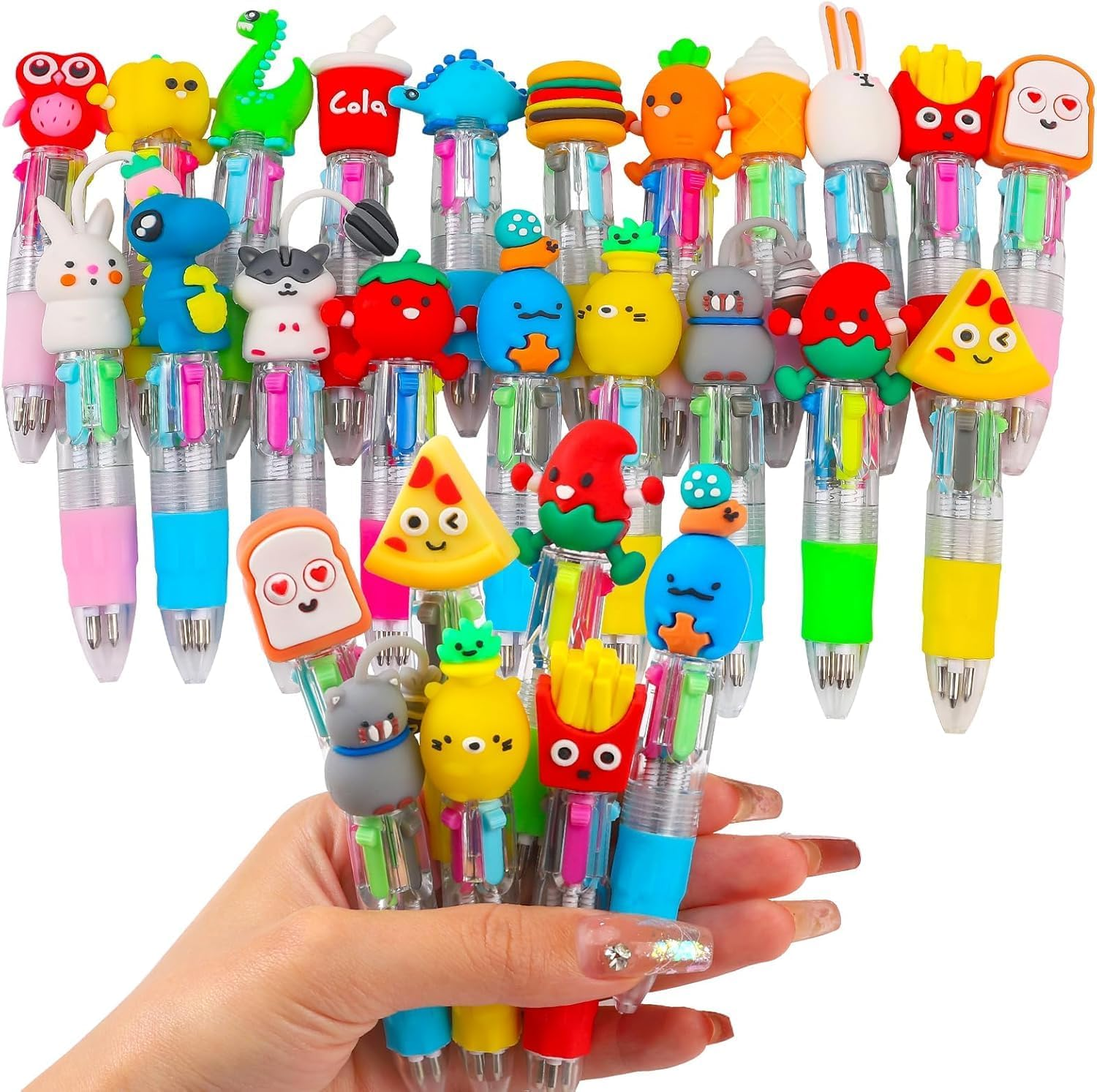 20Pcs Mini Multicolor Pens in One 4-In-1 Cute Pens Bulk for Kids,Cute Cartoon Animal Retractable Ballpoint Pens for Birthdays,Children'S Parties,Students Rewards image number 2