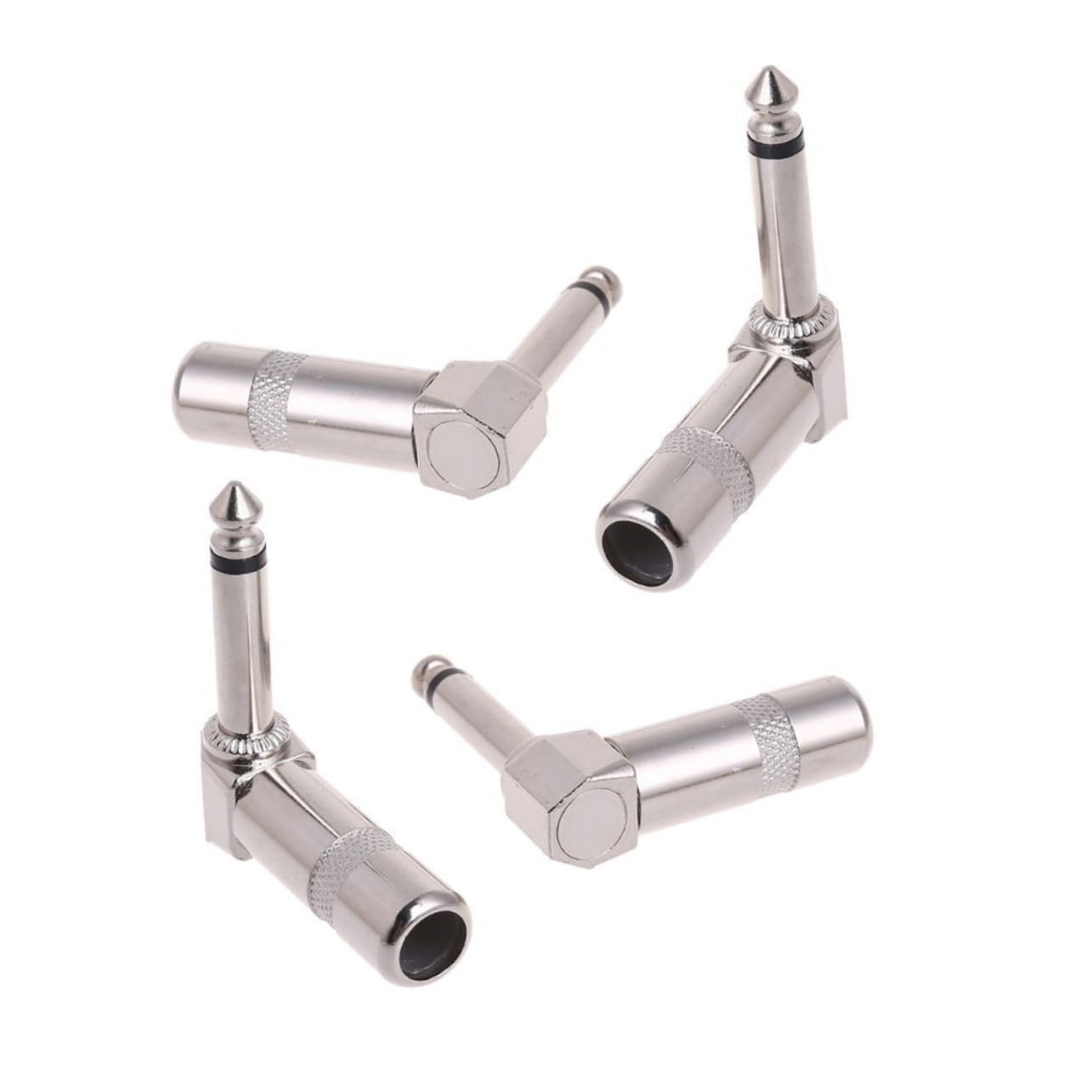 Abaodam 4Pcs Right Angle Mono Connector for Guitar and Audio Equipment for Custom Cable Lengths Minimal Signal Loss for Live Sound and Recording image number 3