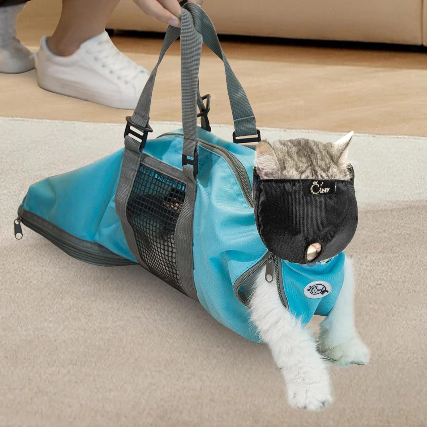 Cinf Cat Nail Clipping Cleaning Grooming Restraint Bag No Scratching Biting for Bathing Nail Trimming Injecting Examining