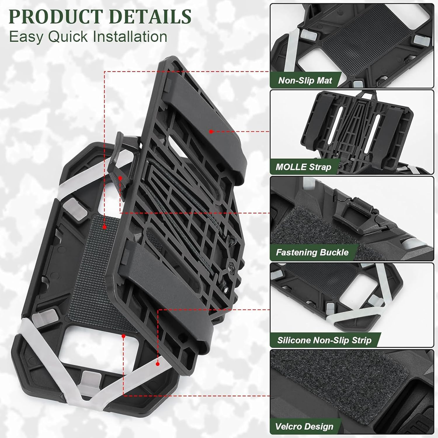 Tactical Phone Holder Pouch for Vest, Universal Mount for 4.7-6.7 Inch Screens, MOLLE Compatible (Black) image number 4